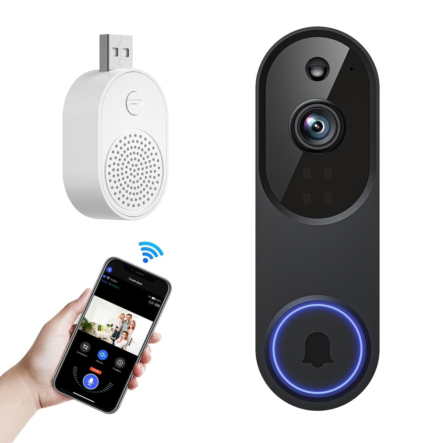 Kabellose Video Türklingel Kamera, 2.4G für Zuhause und unterwegs – Detailansicht 2
