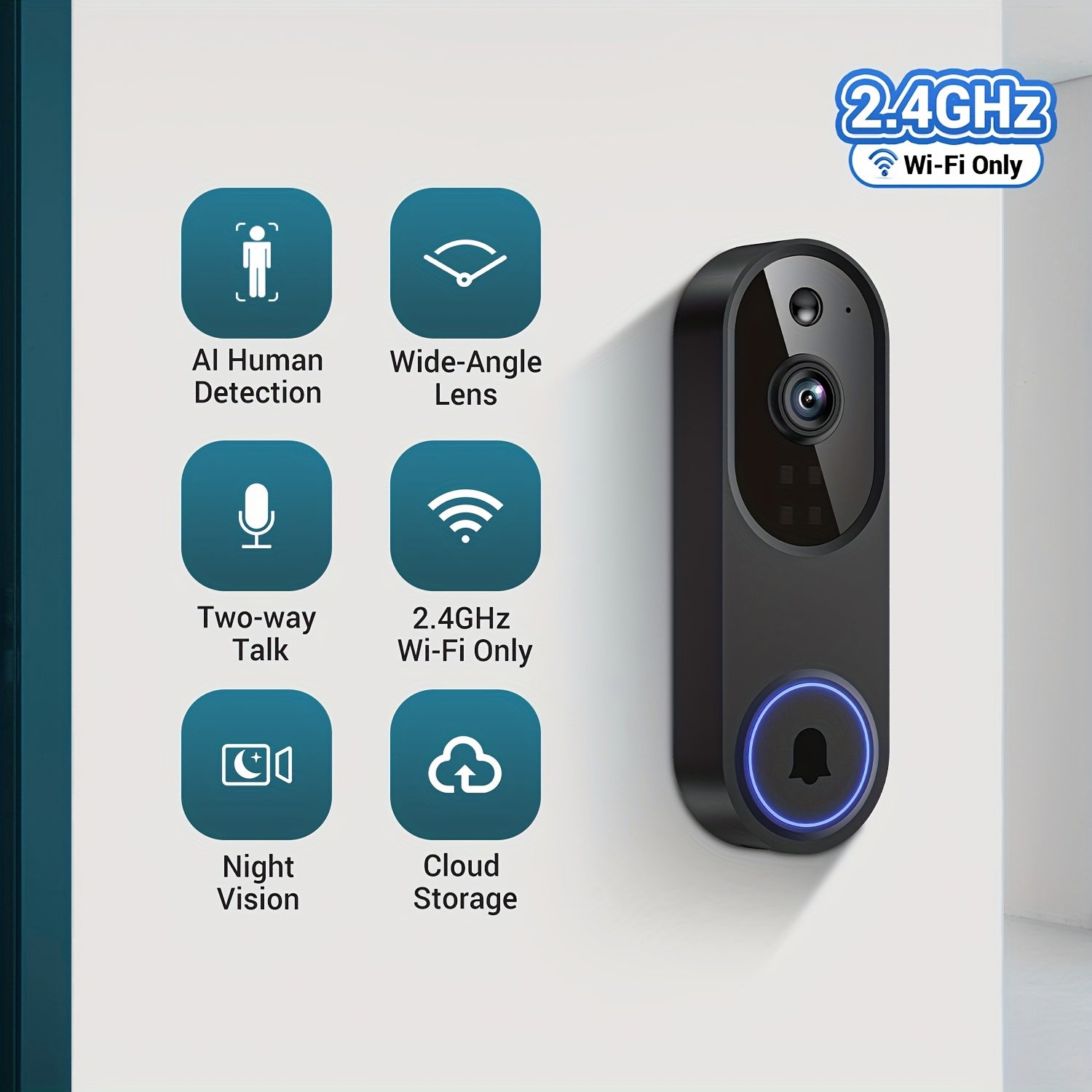 Kabellose Video Türklingel Kamera, 2.4G für Zuhause und unterwegs – Detailansicht 3