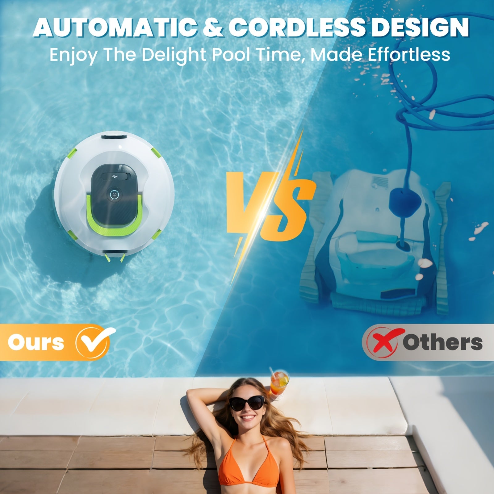 Kabelloser Poolreiniger, 40W für den Frühjahrsputz und Pools über 2 – Detailansicht 6