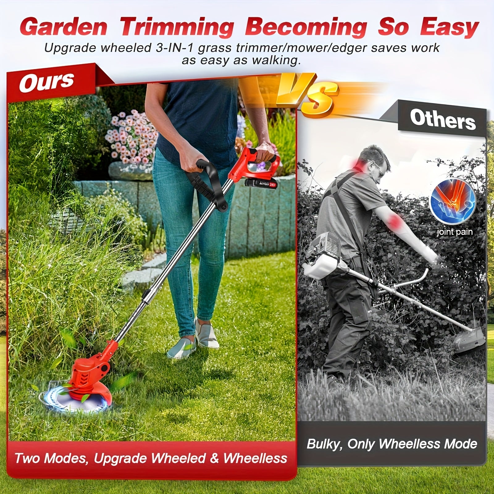 Kabelloser Unkrauttrimmer, 21V für Garten und Terrasse – Detailansicht 2