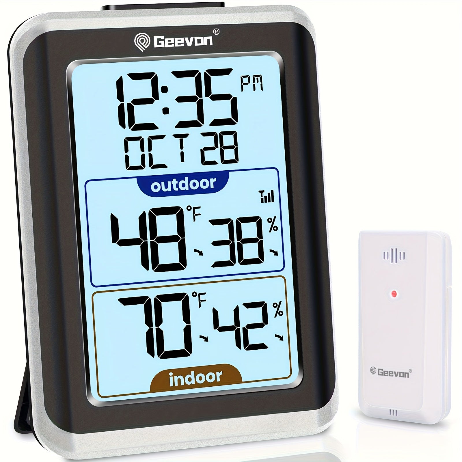 Kabelloses Digitales Thermometer & Hygrometer, Schwarz für Alltag und Zuhause – Hauptansicht