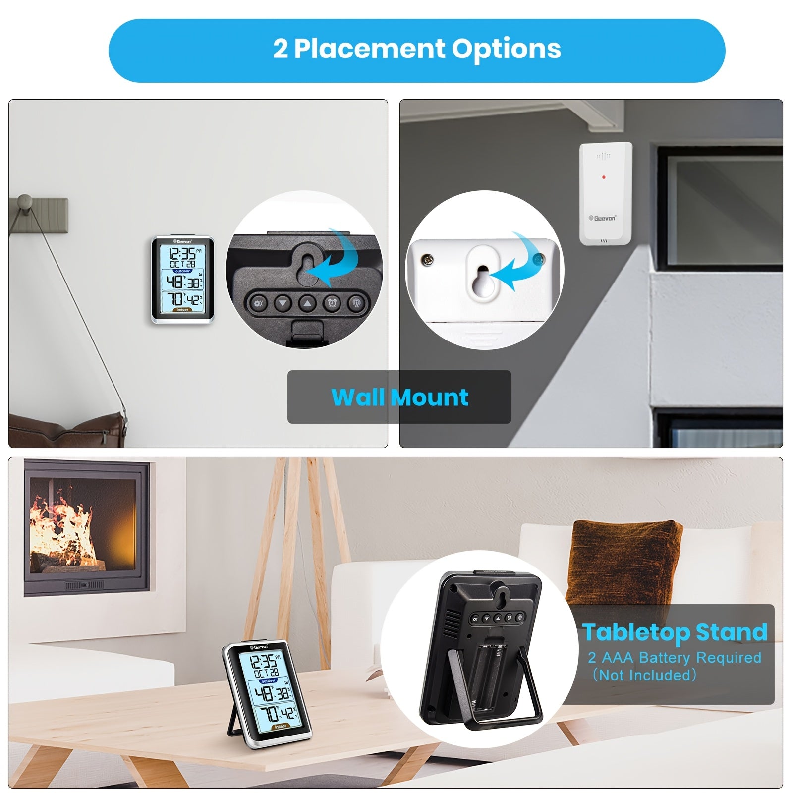 Kabelloses Digitales Thermometer & Hygrometer, Schwarz für Alltag und Zuhause – Detailansicht 6