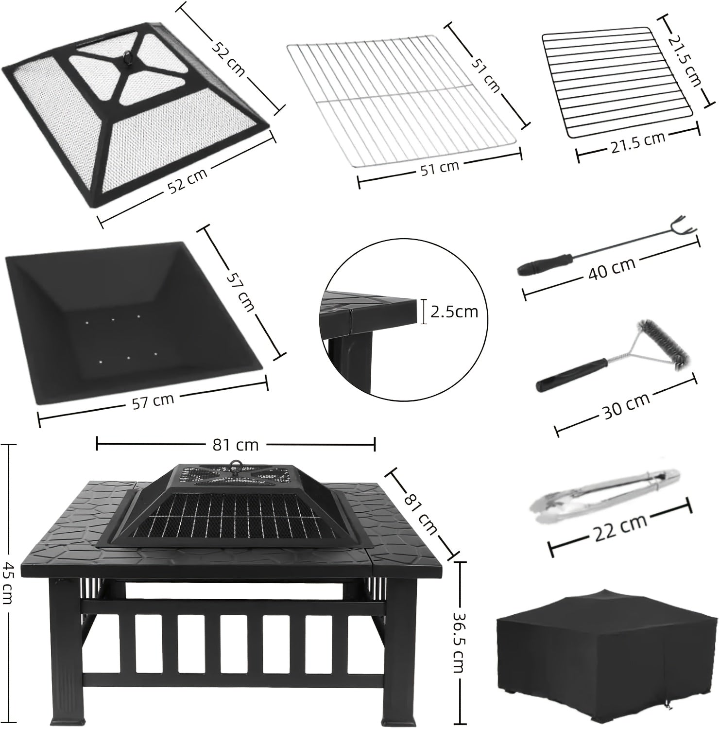 Kamin, 81 cm für Garten und Terrasse – Detailansicht 7