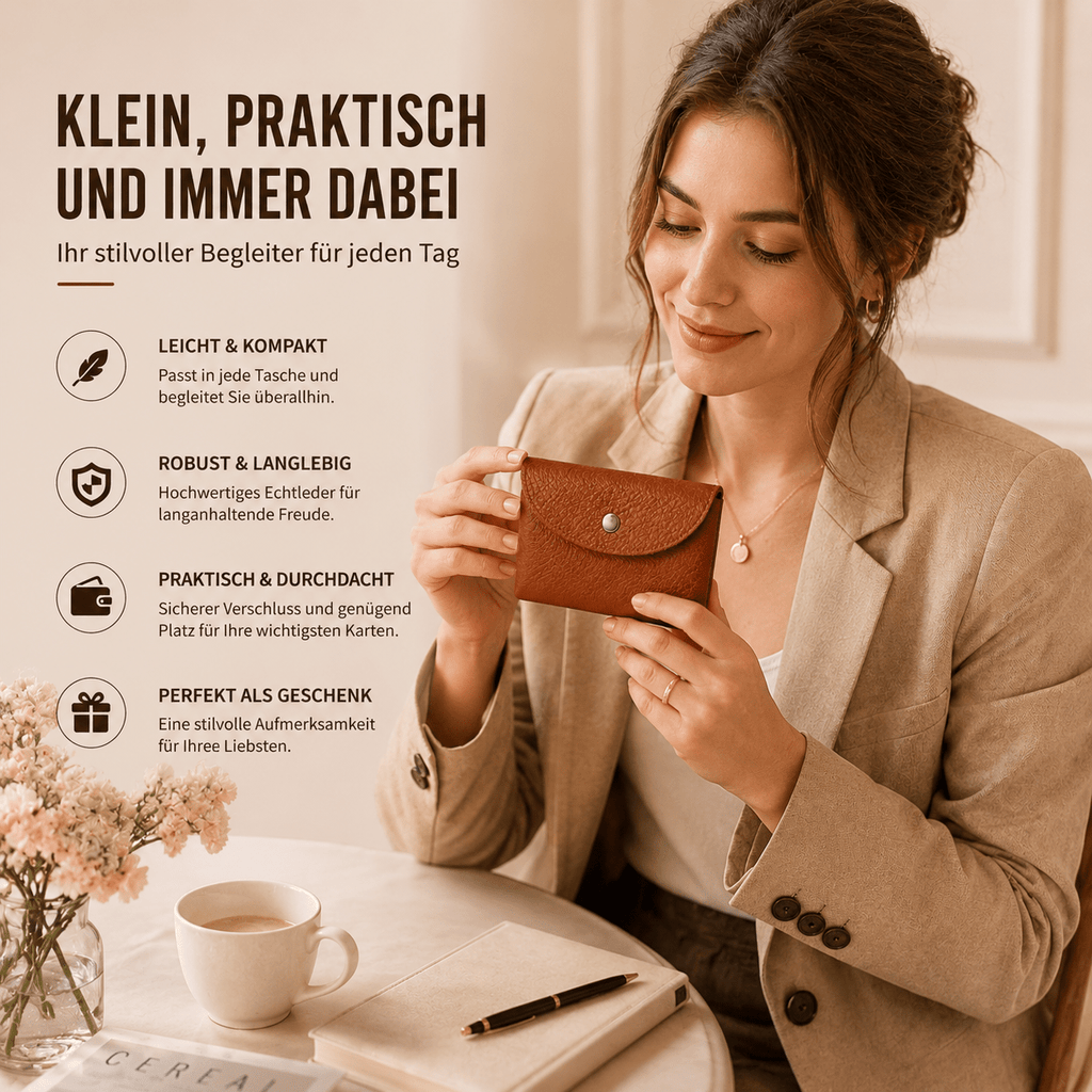 Kartenetui aus hochwertigem Echtleder, Schwarz für bis zu 20 Karten Leicht und Alltag – Detailansicht 24