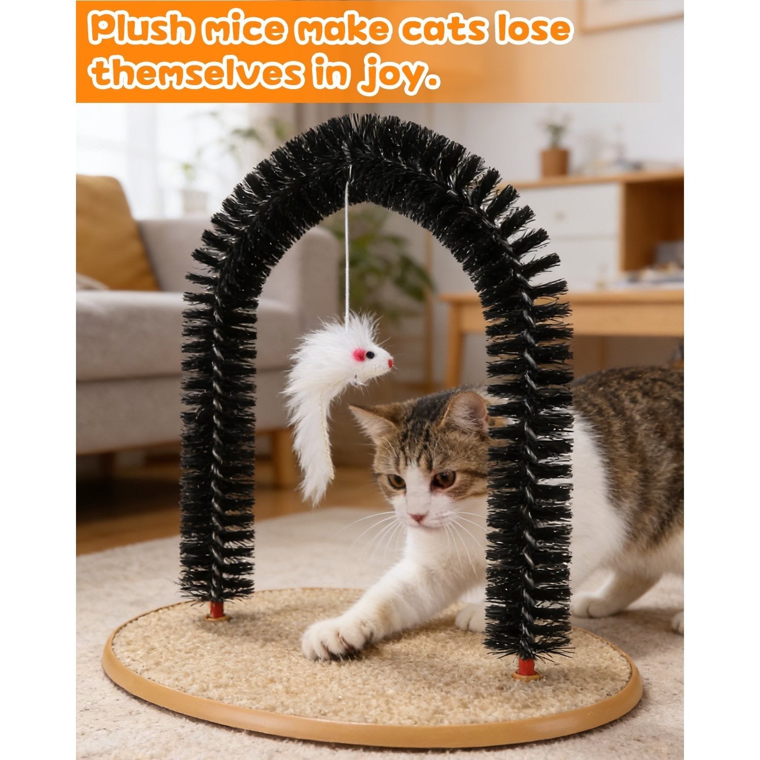 Katze Bogen Pflege Bürste, Schwarz für Haustiere und Zuhause – Detailansicht 2