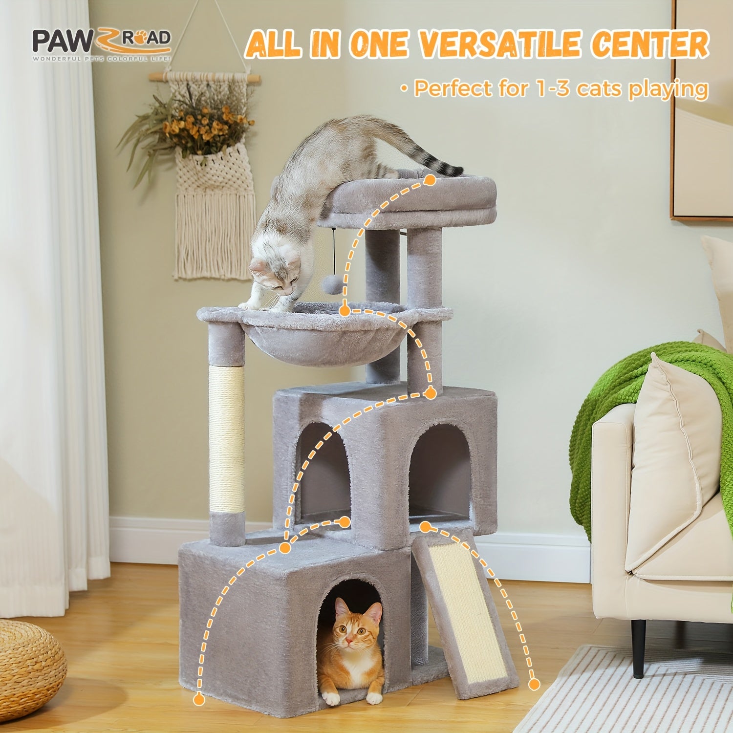 Katzen-Kratzbaum, 104cm für Haustiere und Zuhause – Detailansicht 4