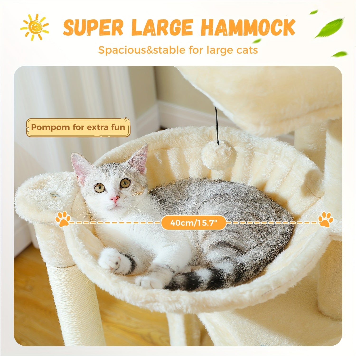 Katzen-Kratzbaum, 104cm für Haustiere und Zuhause – Detailansicht 13