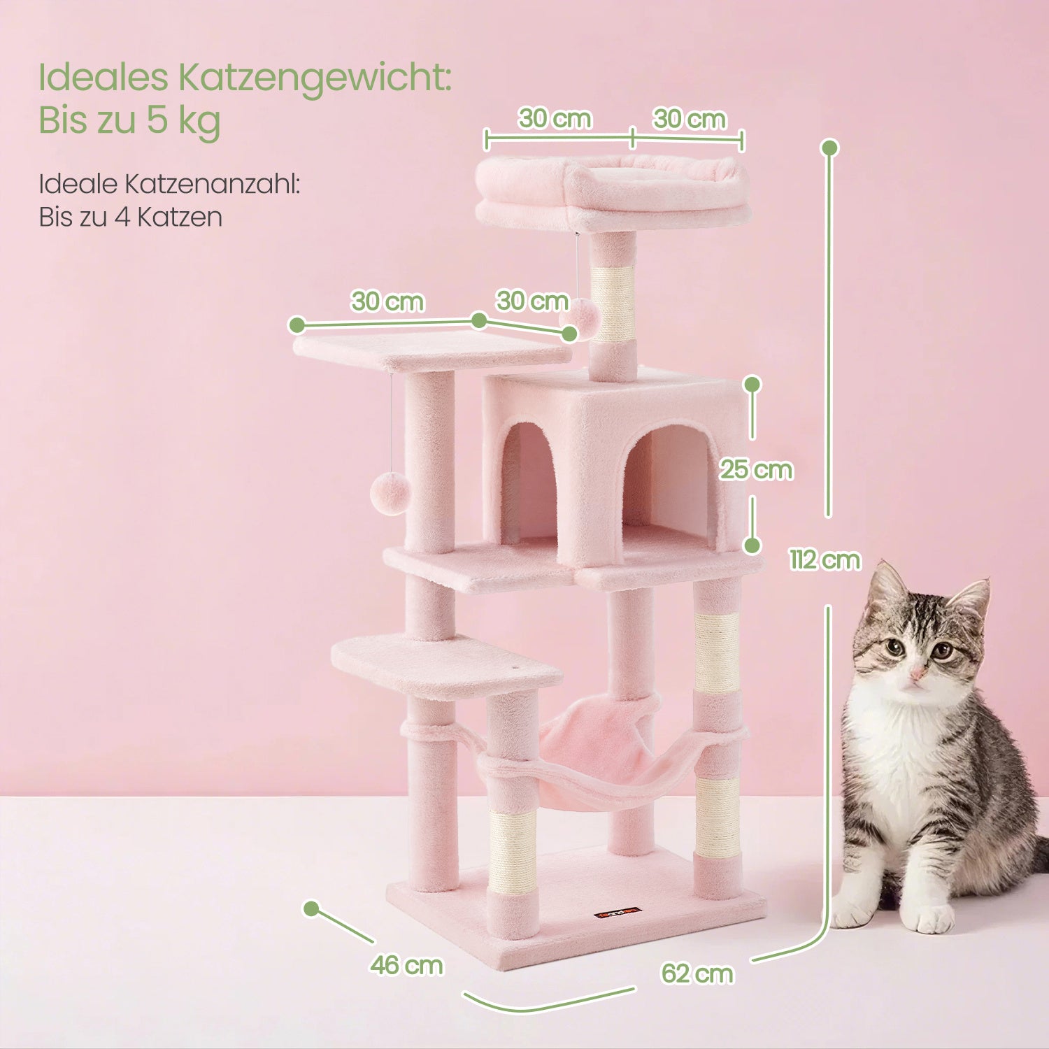 Katzen-Kratzbaum, 112 cm für Haustiere und Zuhause – Detailansicht 22