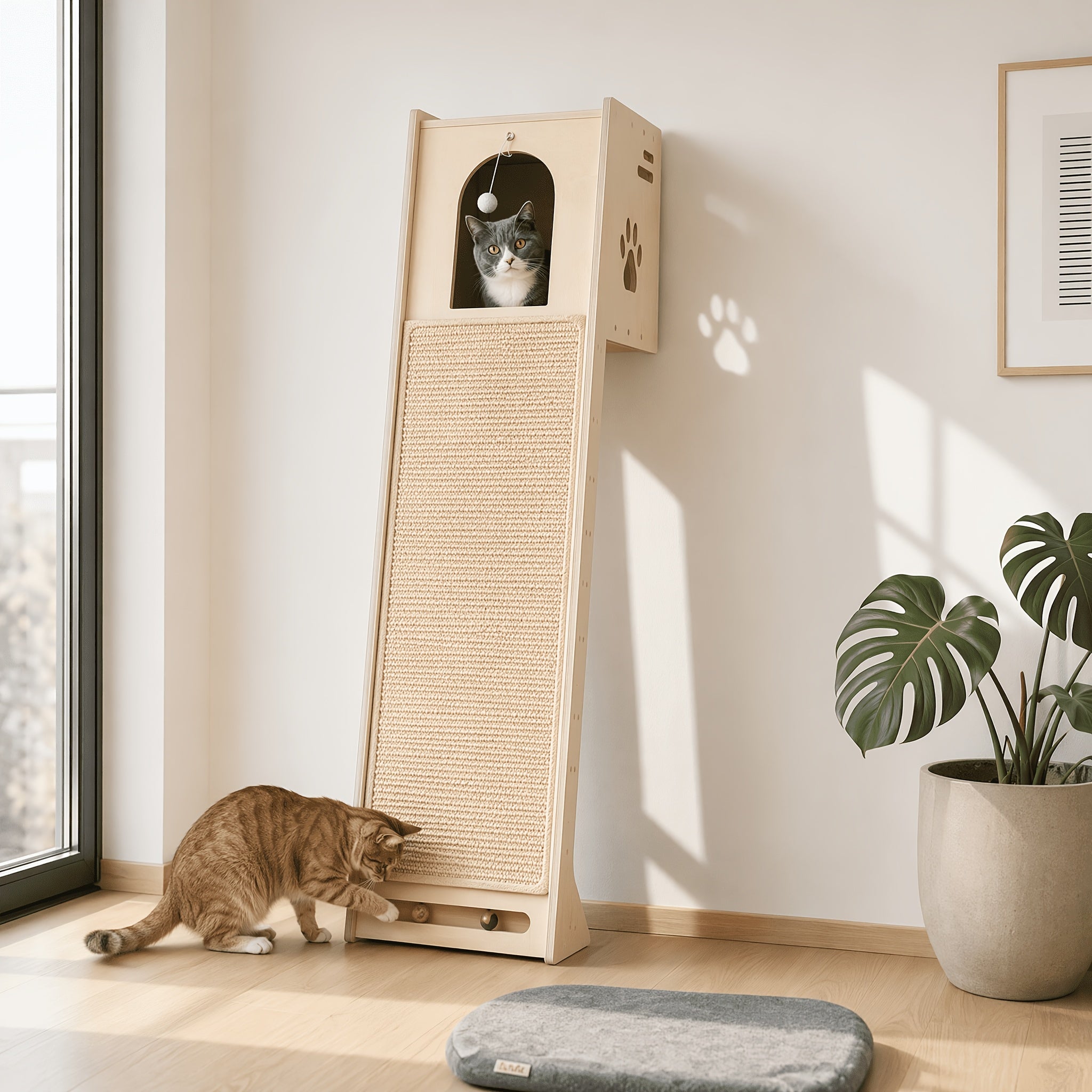 Katzen-Kratzbaum, 150 cm für Wohnzimmer – Detailansicht 2