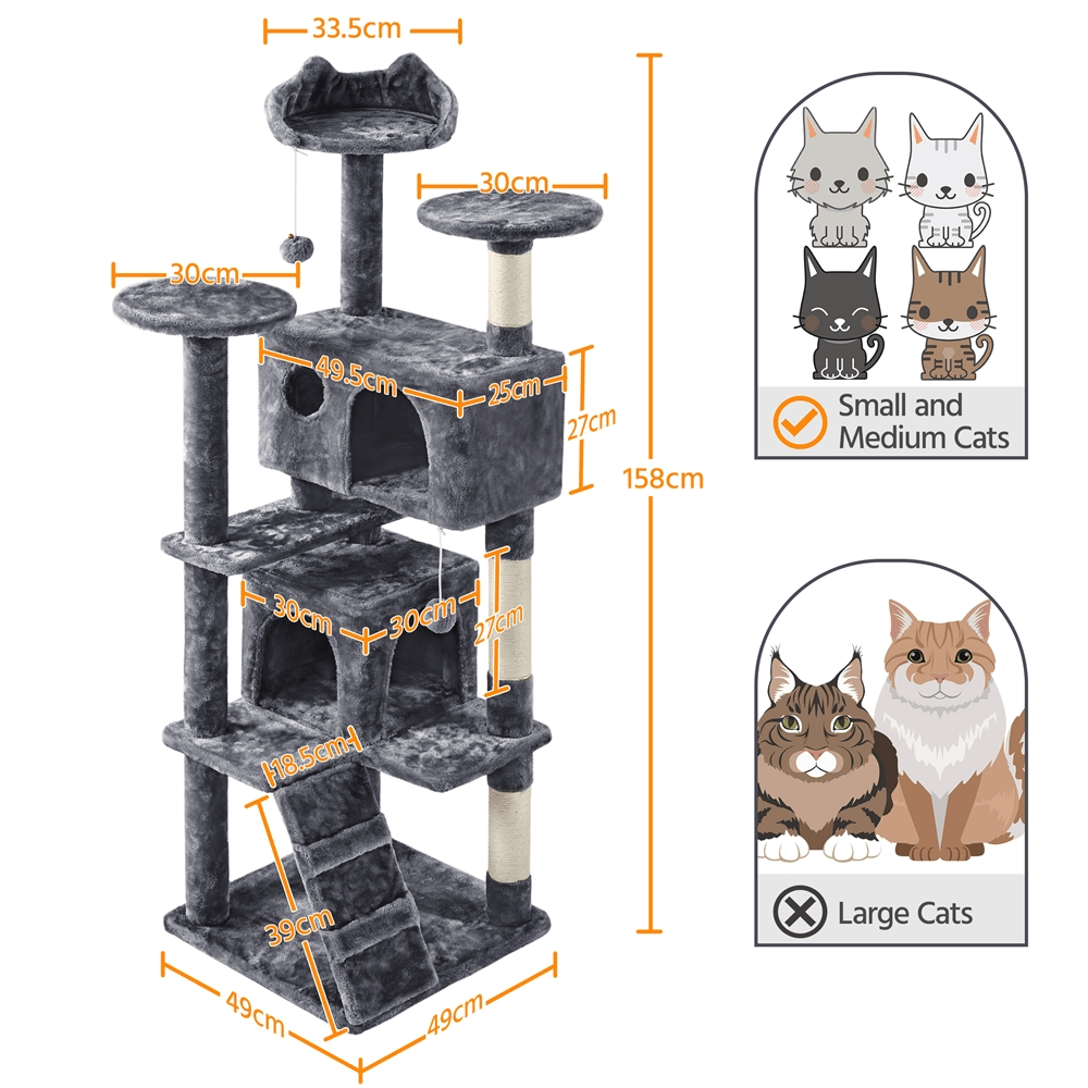 Katzen-Kratzbaum, 158 cm für Haustiere und Zuhause – Detailansicht 10