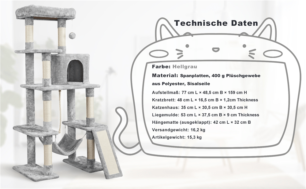 Katzen-Kratzbaum, 160cm für Haustiere und Zuhause – Detailansicht 17