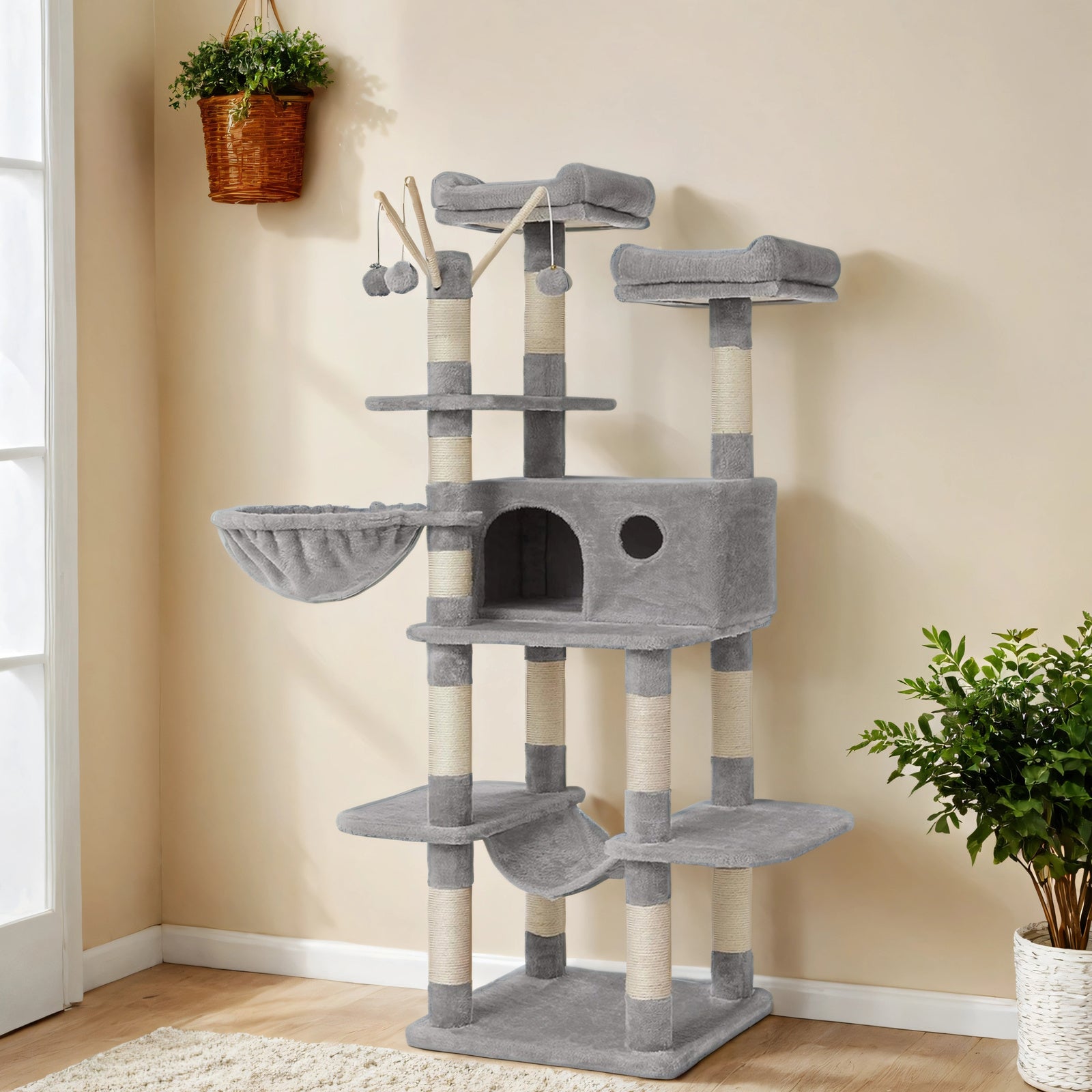 Katzen-Kratzbaum, 164cm für Haustiere und Zuhause – Detailansicht 6