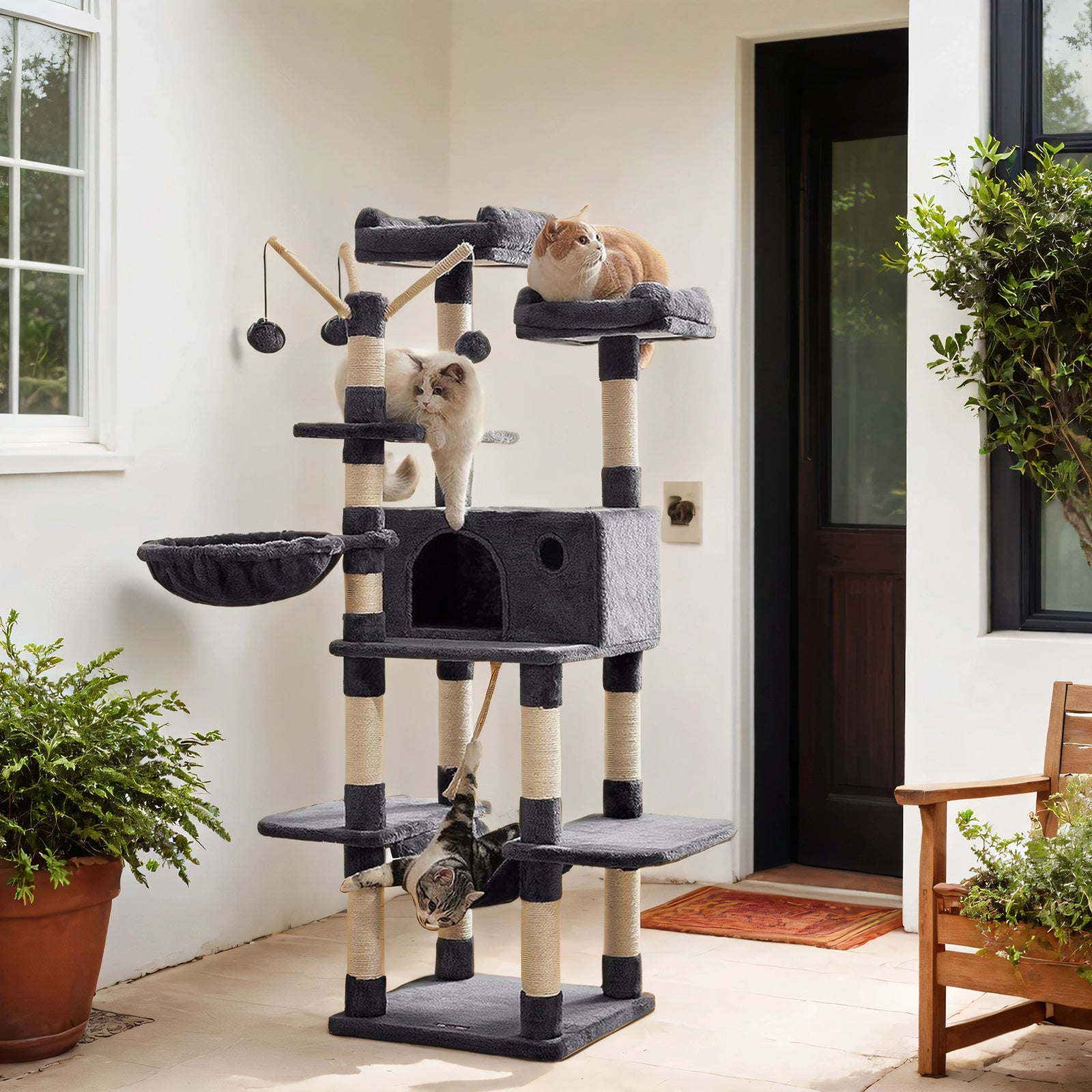 Katzen-Kratzbaum, 164cm für Haustiere und Zuhause – Detailansicht 14