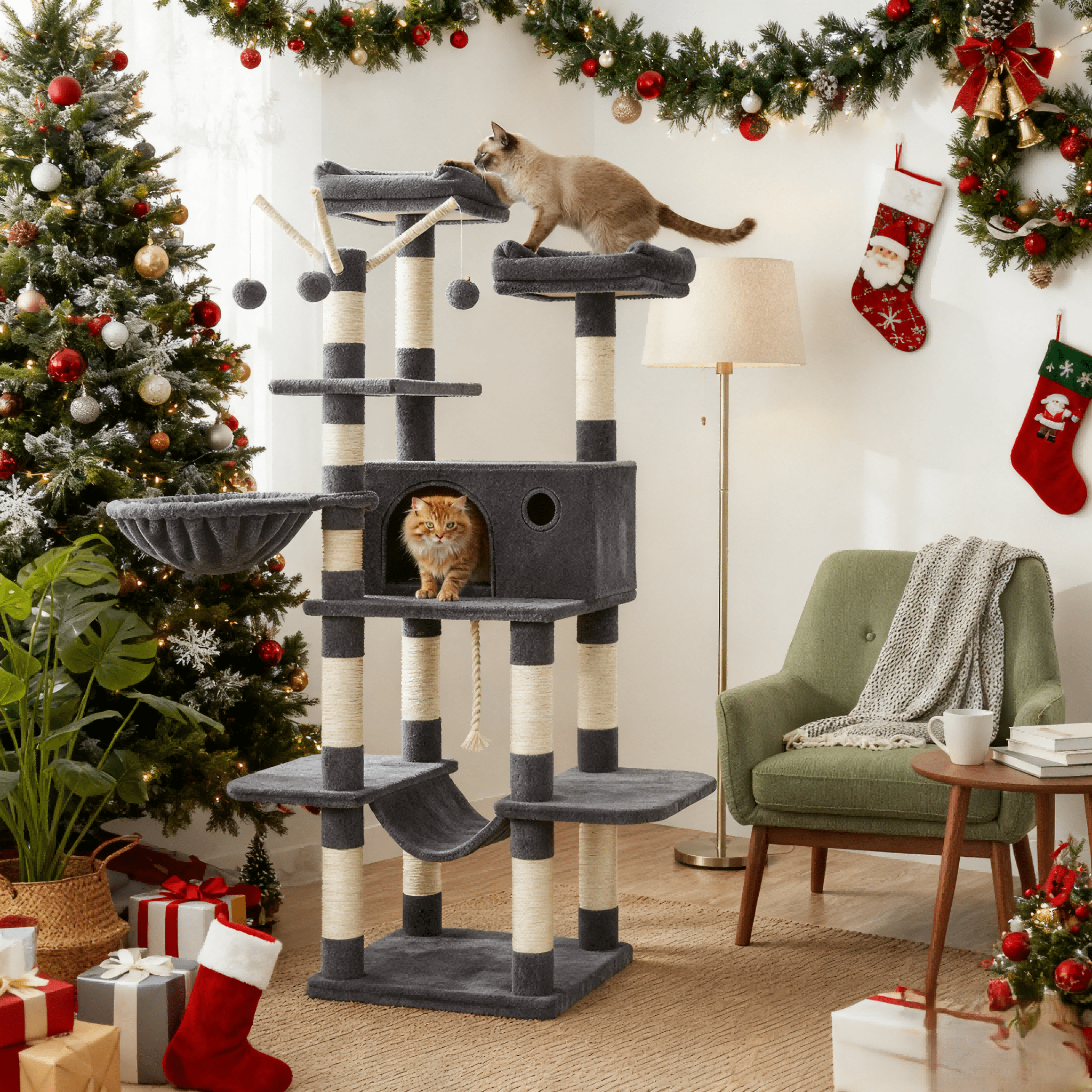 Katzen-Kratzbaum, 164cm für Haustiere und Zuhause – Detailansicht 15