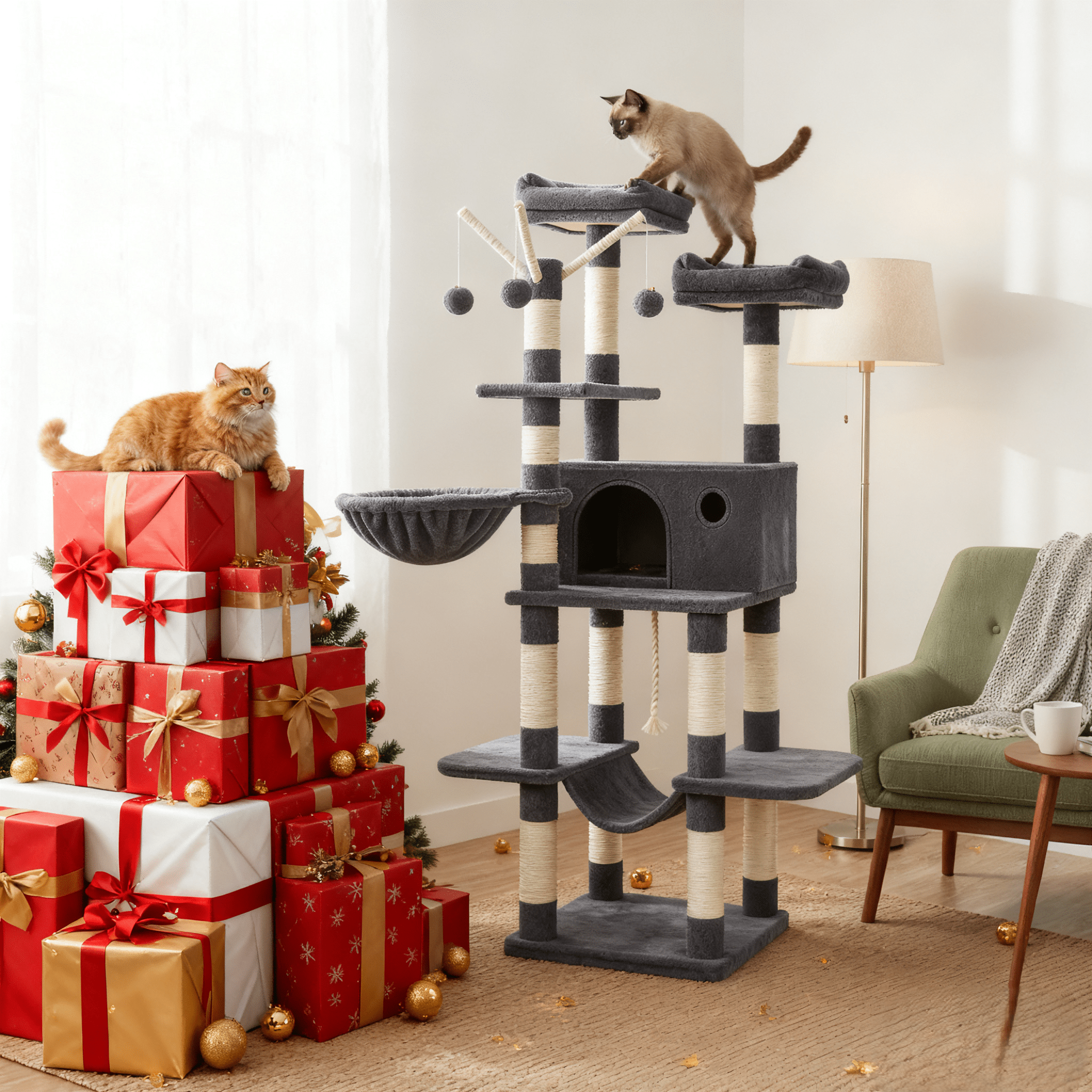 Katzen-Kratzbaum, 164cm für Haustiere und Zuhause – Detailansicht 17