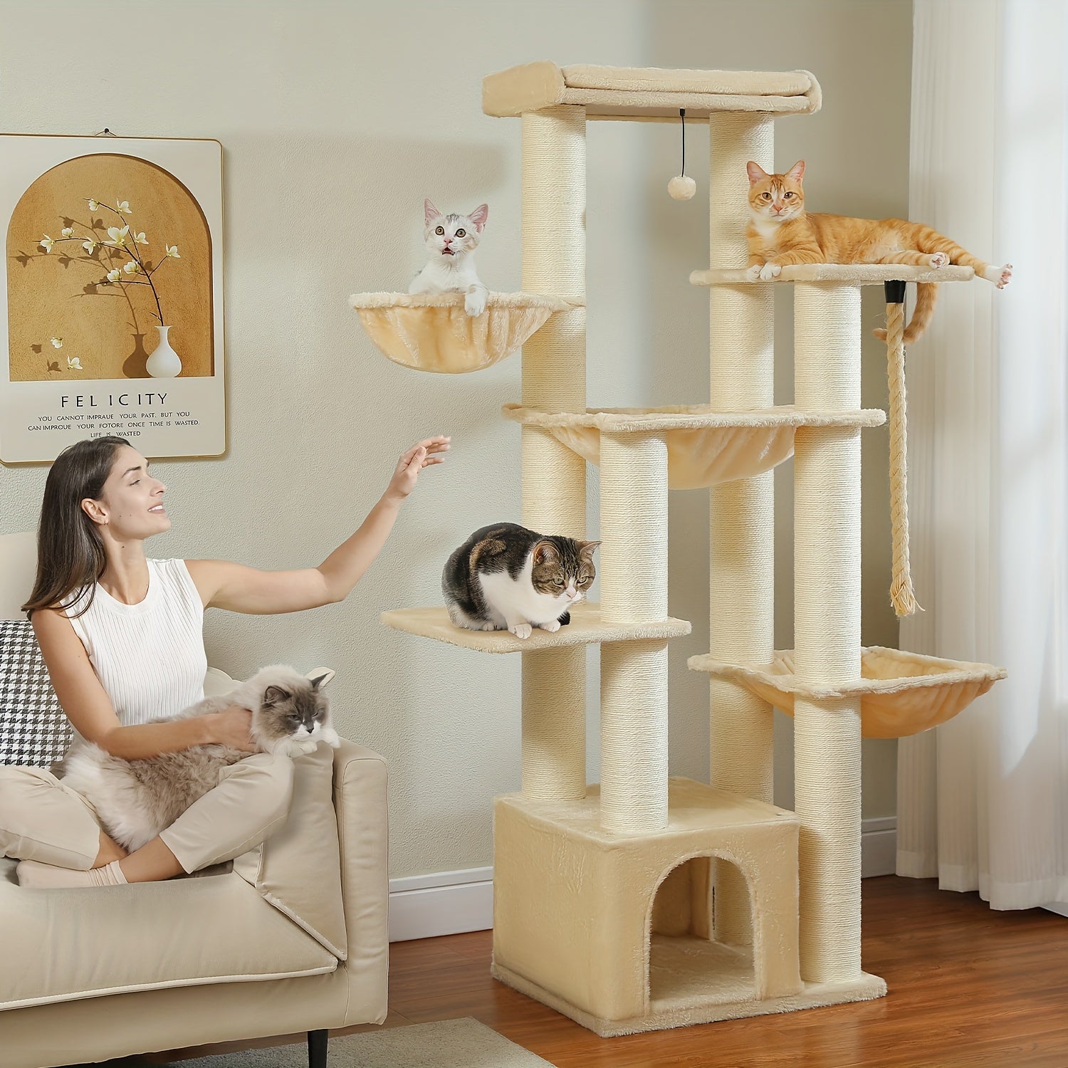 Katzen-Kratzbaum, 170 cm für Haustiere und Zuhause – Detailansicht 3
