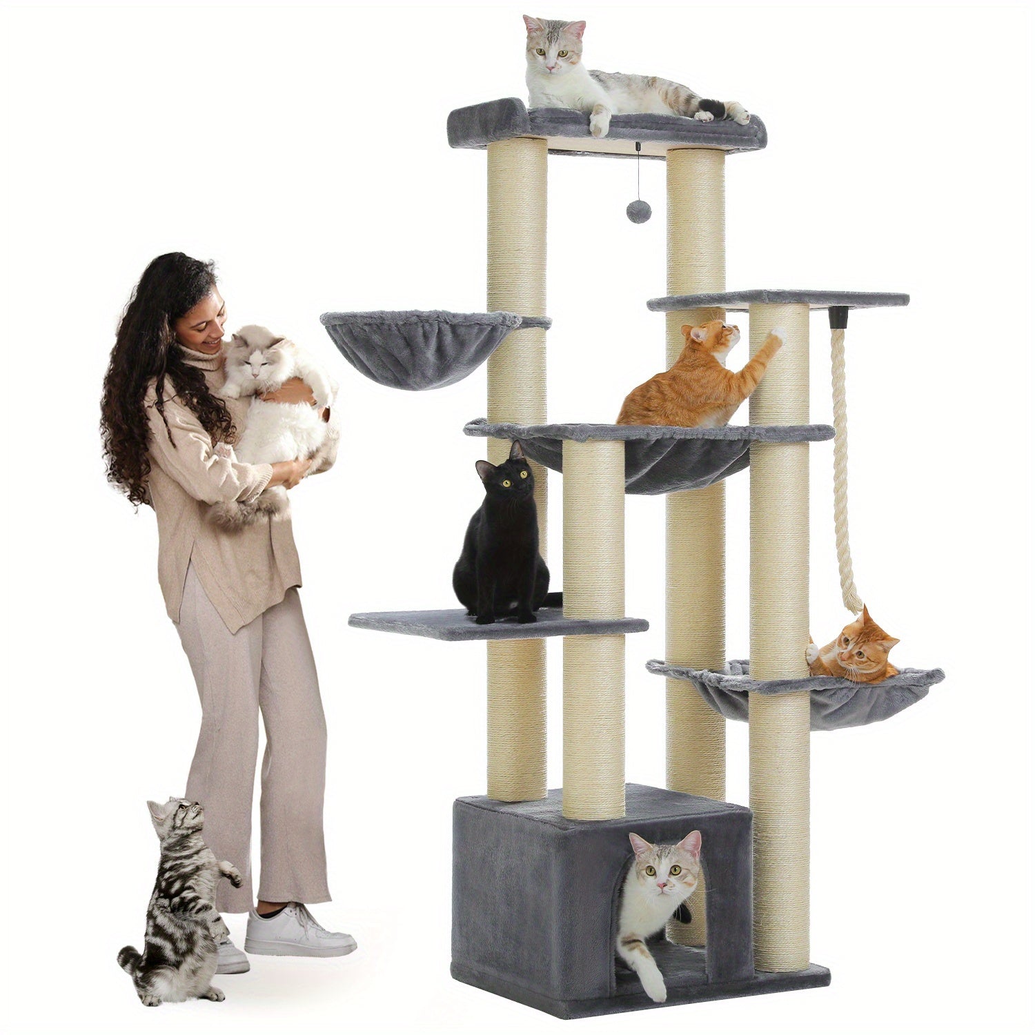 Katzen-Kratzbaum, 170 cm für Haustiere und Zuhause – Detailansicht 12