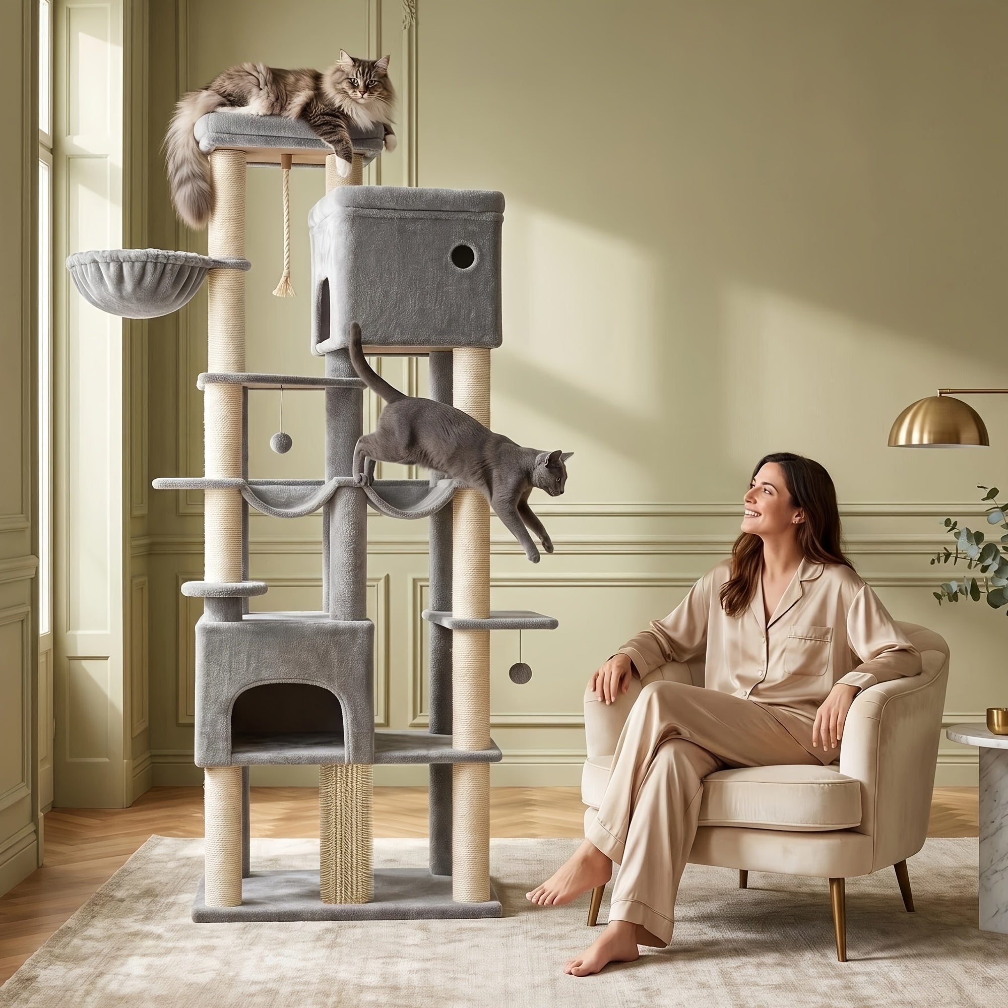 Katzen-Kratzbaum, 187 cm für Haustiere und Zuhause – Detailansicht 2