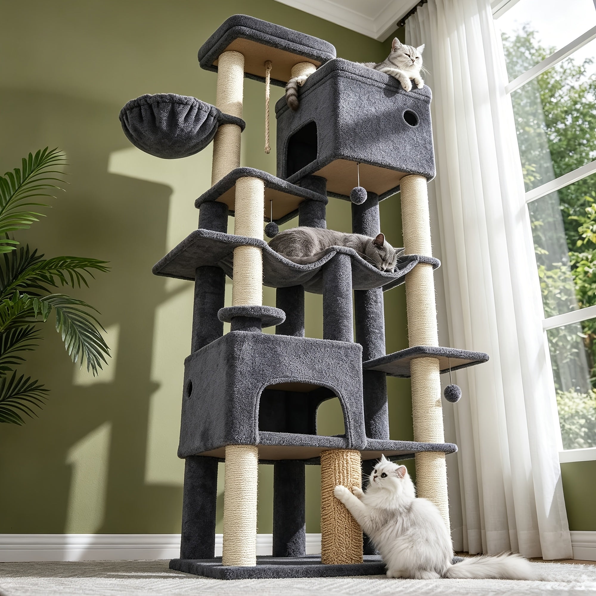Katzen-Kratzbaum, 187 cm für Haustiere und Zuhause – Detailansicht 7