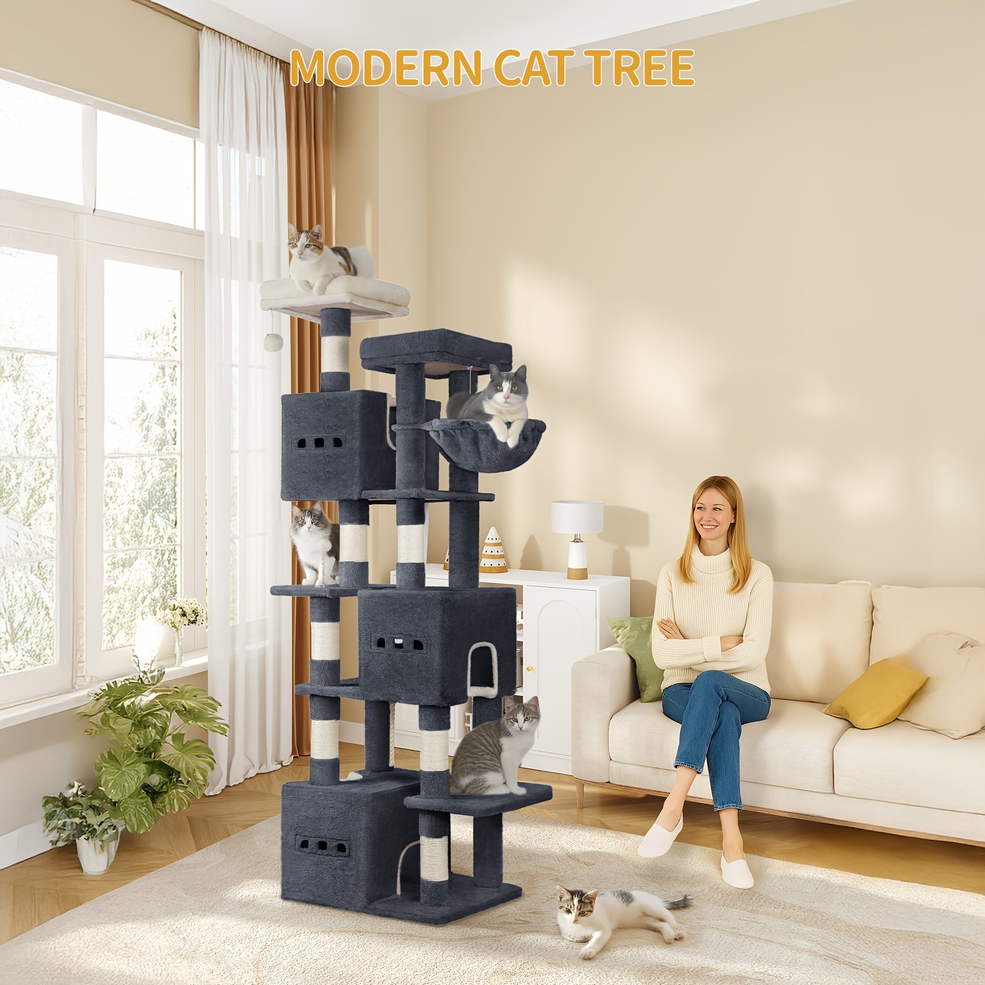 Katzen-Kratzbaum, 193 cm für Haustiere und Zuhause – Hauptansicht