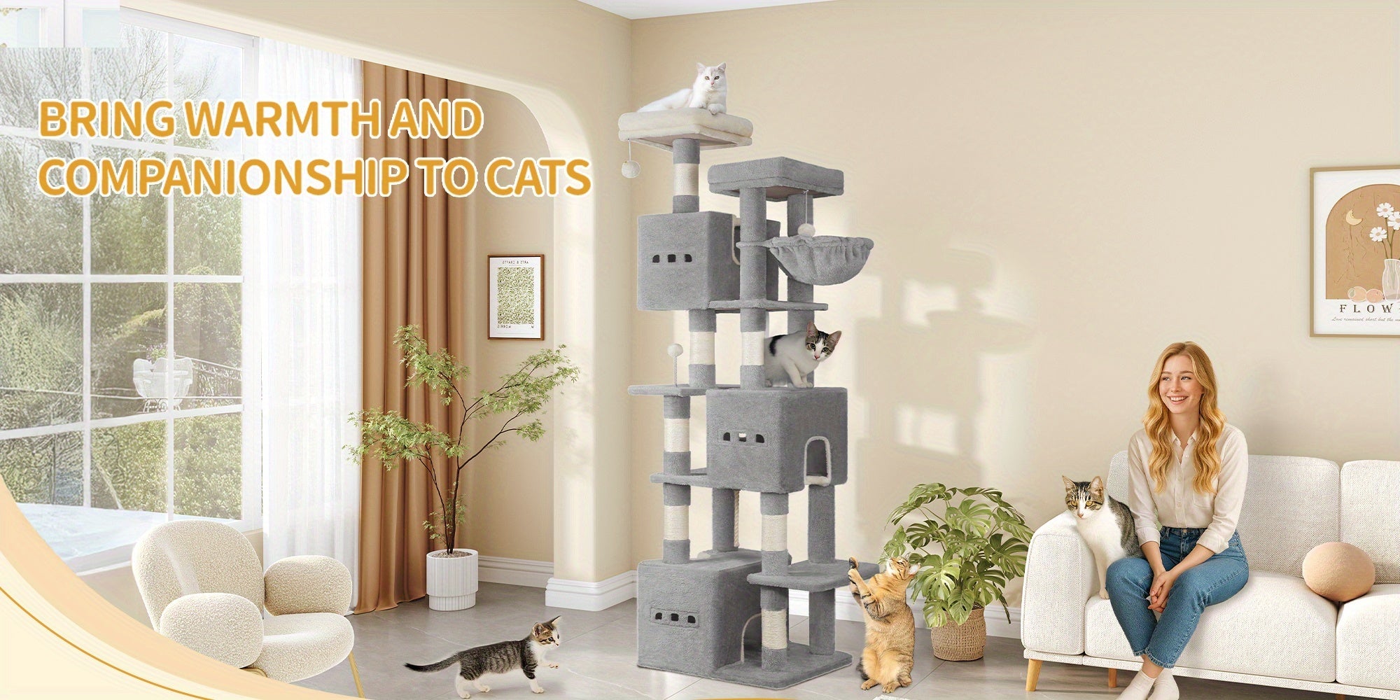 Katzen-Kratzbaum, 193 cm für Haustiere und Zuhause – Detailansicht 6