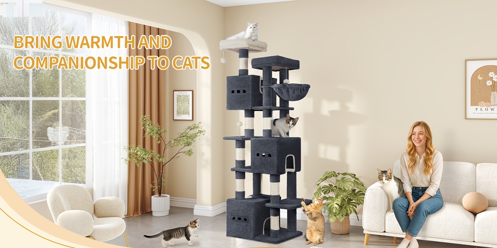 Katzen-Kratzbaum, 193 cm für Haustiere und Zuhause – Detailansicht 12