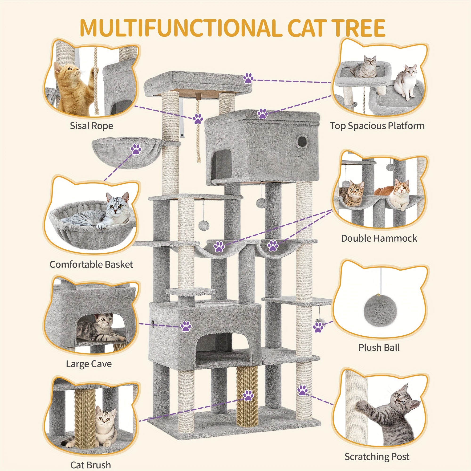 Katzen-Kratzbaum, 200cm für Haustiere und Zuhause – Hauptansicht