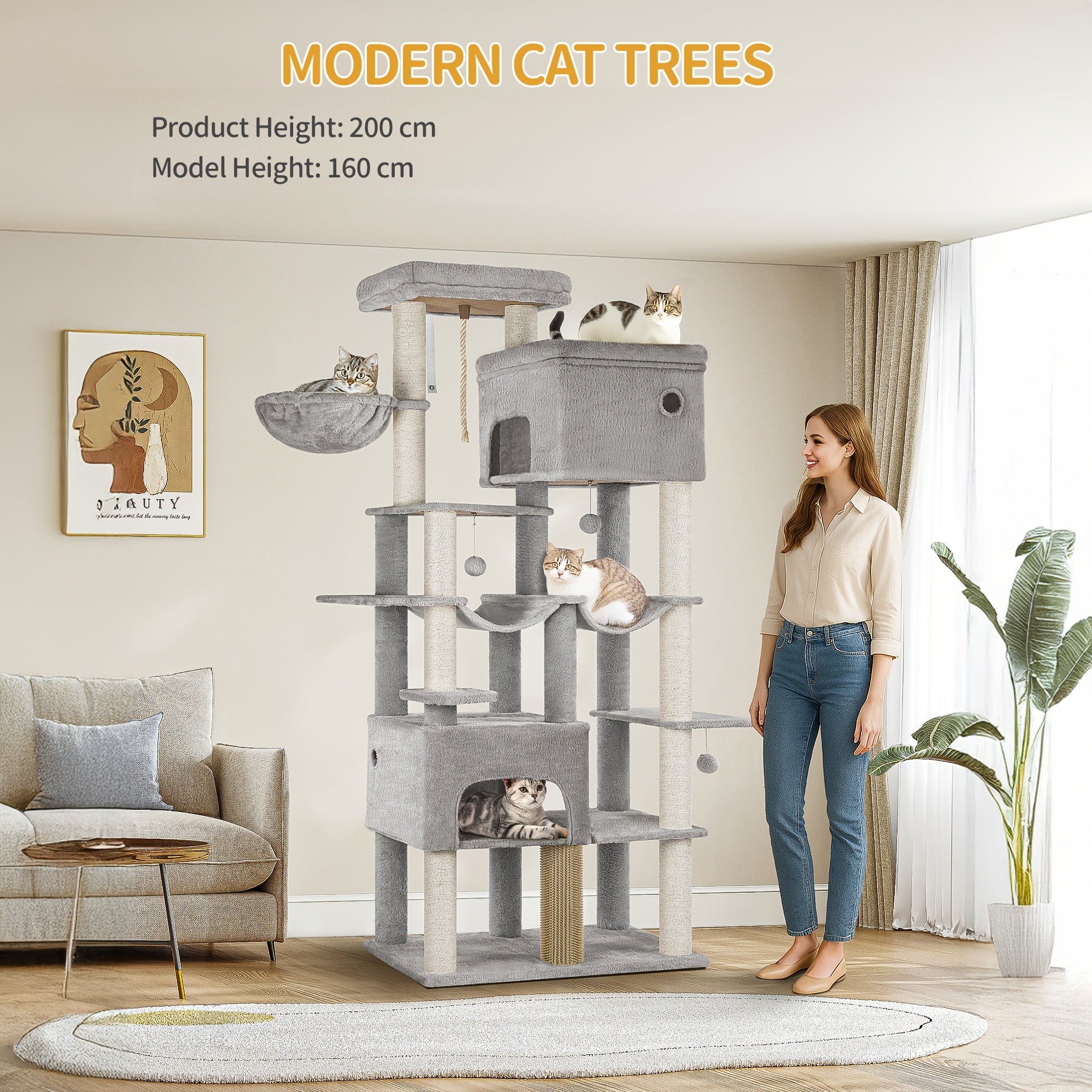 Katzen-Kratzbaum, 200cm für Haustiere und Zuhause – Detailansicht 10
