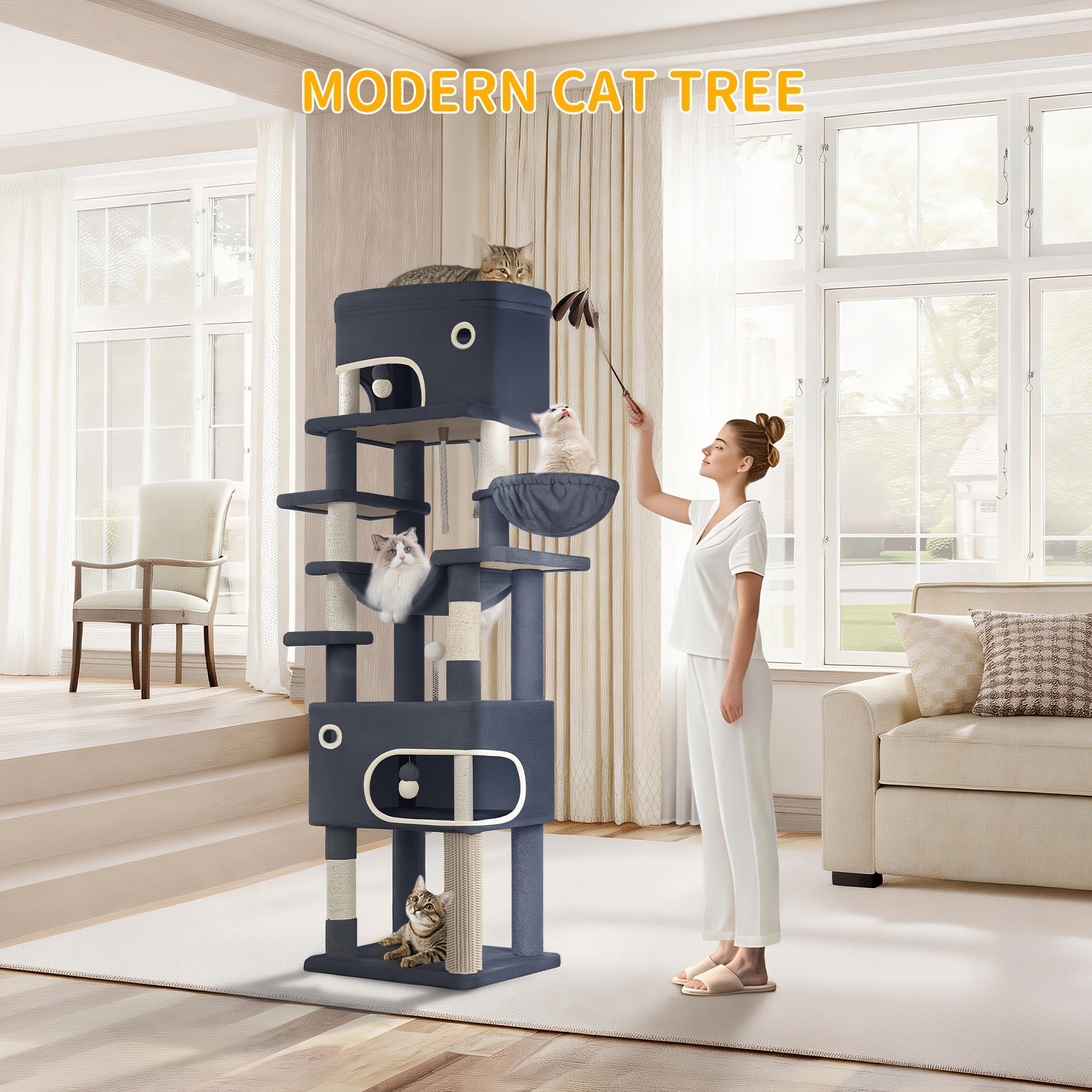 Katzen-Kratzbaum, 203 cm für Haustiere und Zuhause – Detailansicht 7