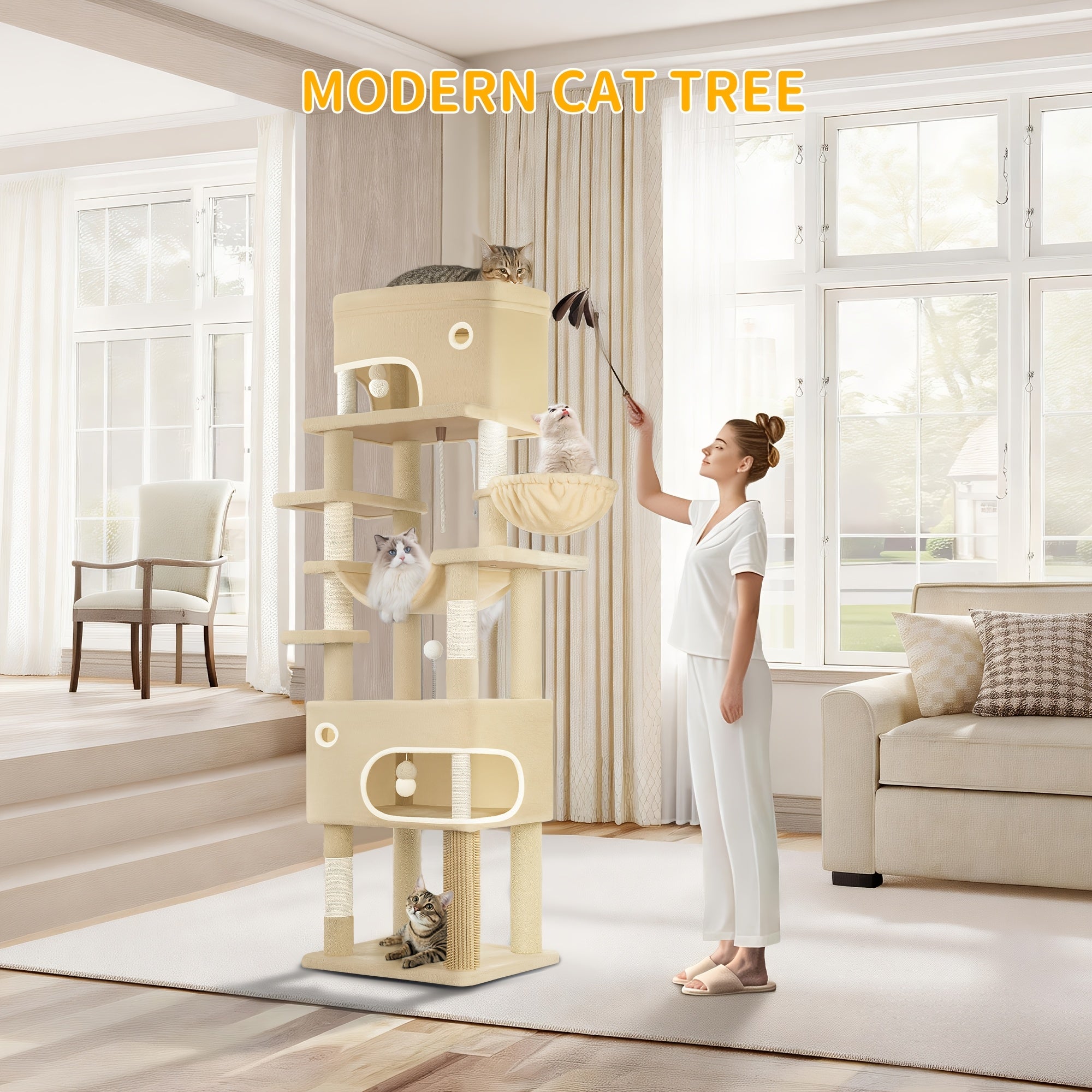Katzen-Kratzbaum, 203 cm für Haustiere und Zuhause – Detailansicht 10
