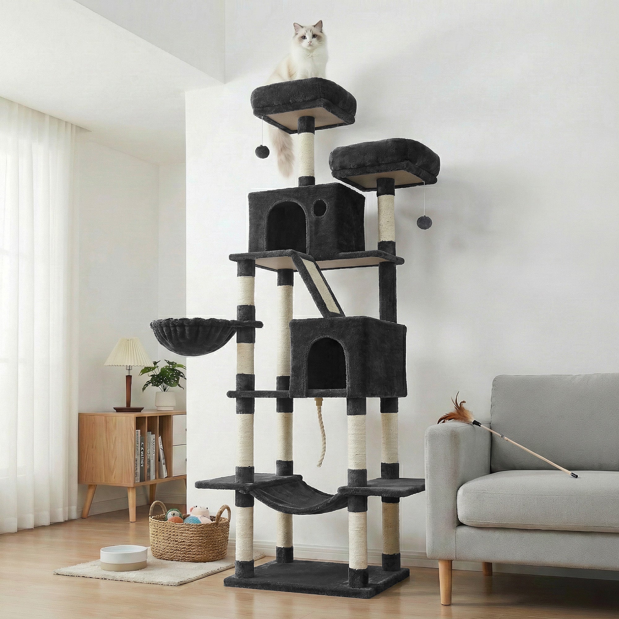 Katzen-Kratzbaum, 206 cm für Haustiere und Zuhause – Detailansicht 2