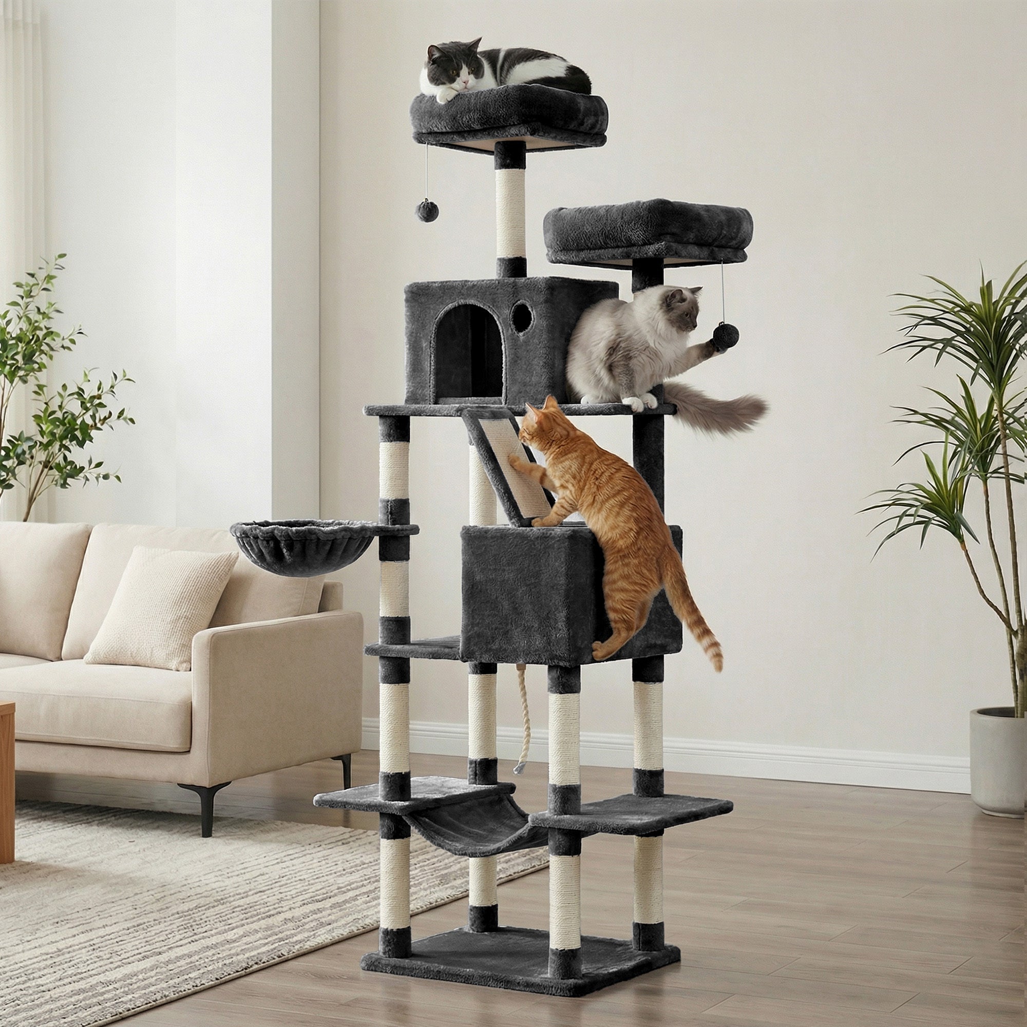 Katzen-Kratzbaum, 206 cm für Haustiere und Zuhause – Detailansicht 3
