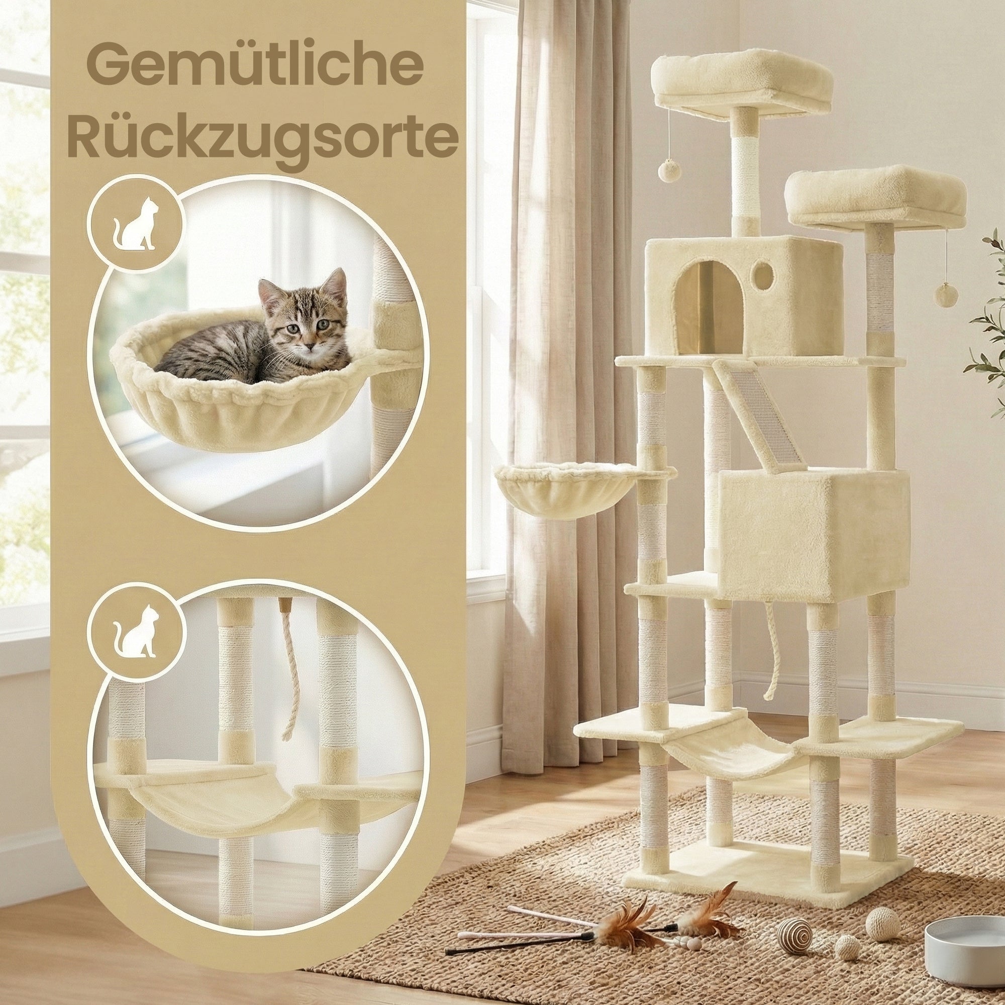 Katzen-Kratzbaum, 206 cm für Haustiere und Zuhause – Detailansicht 12