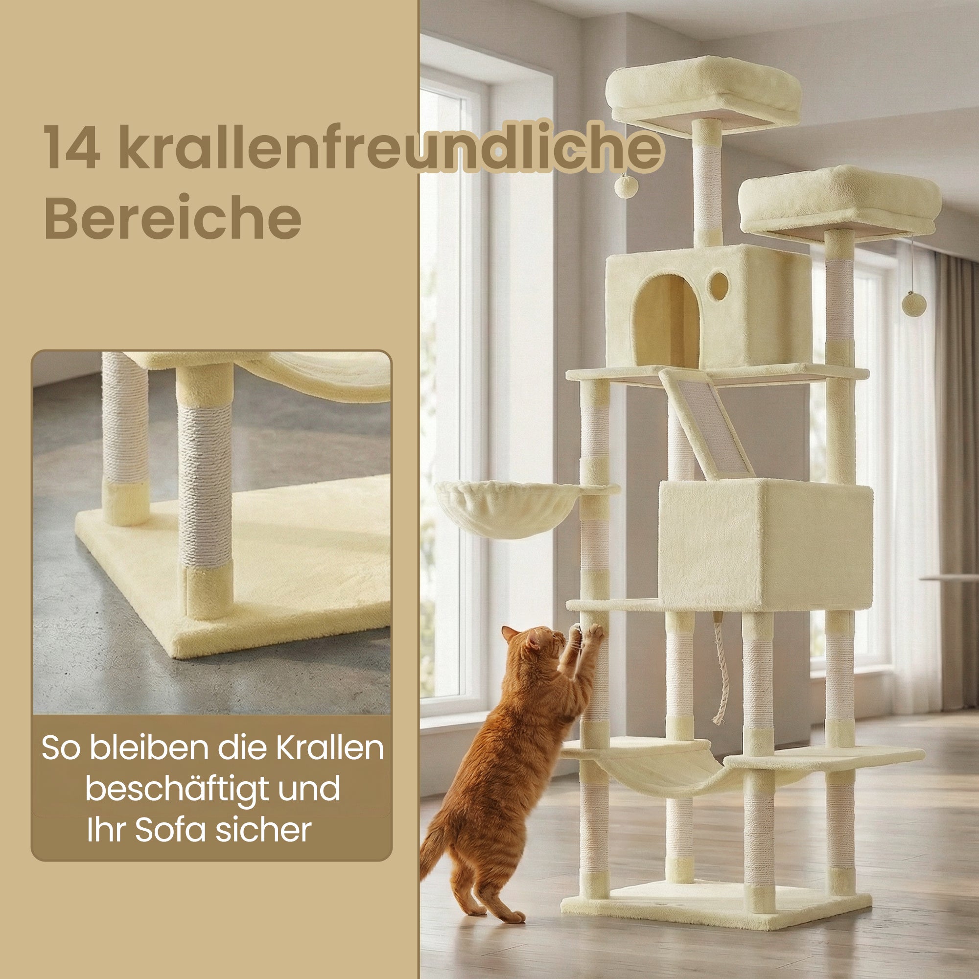 Katzen-Kratzbaum, 206 cm für Haustiere und Zuhause – Detailansicht 14