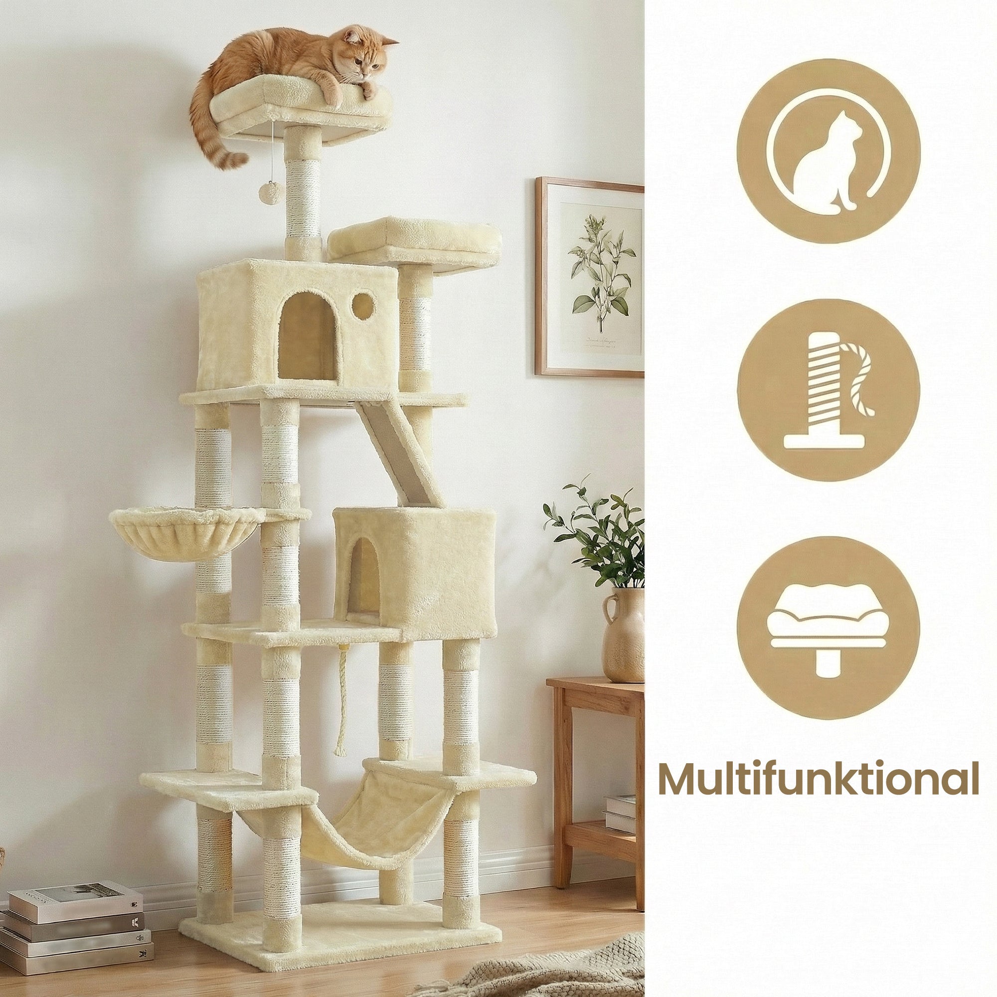 Katzen-Kratzbaum, 206 cm für Haustiere und Zuhause – Detailansicht 15