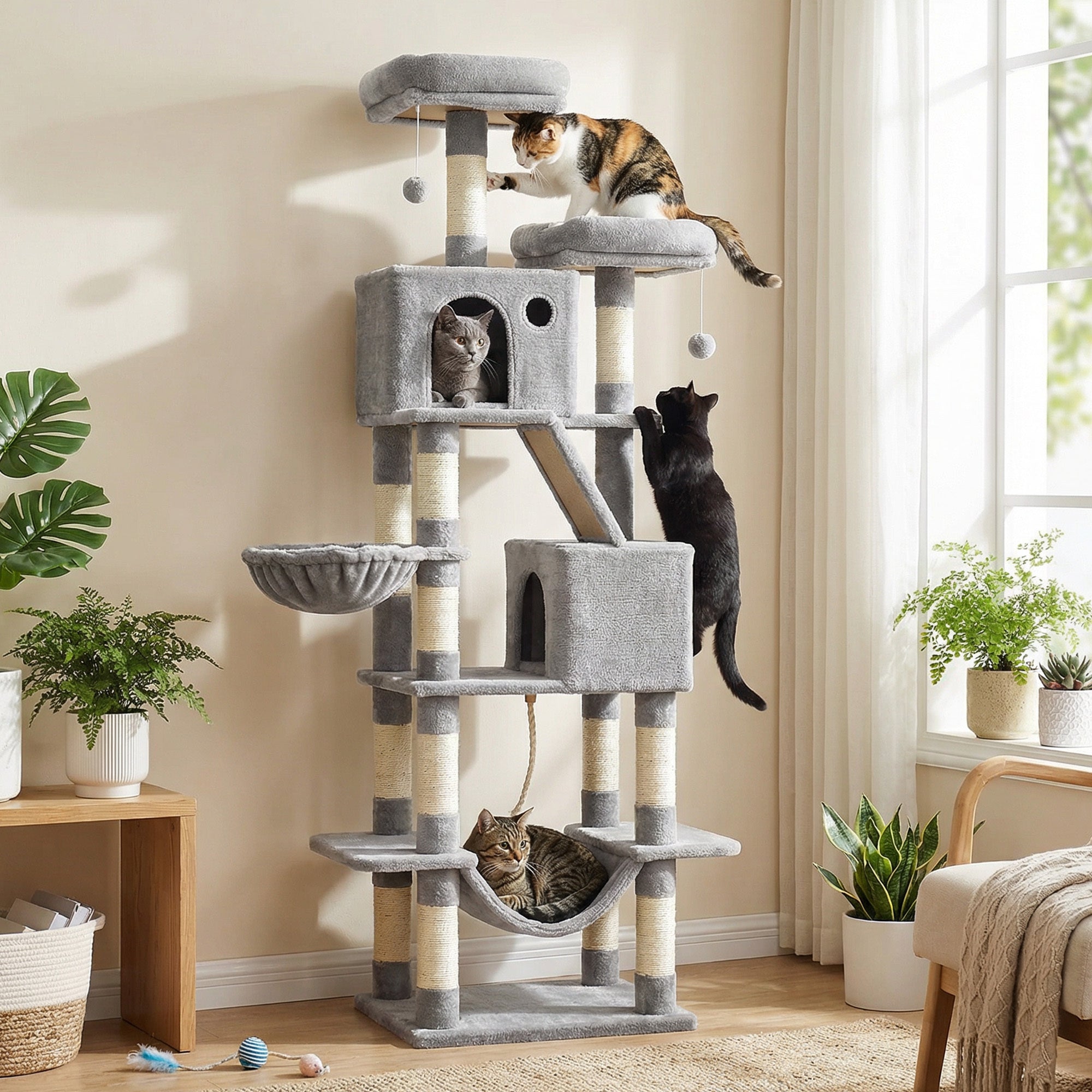 Katzen-Kratzbaum, 206 cm für Haustiere und Zuhause – Detailansicht 18