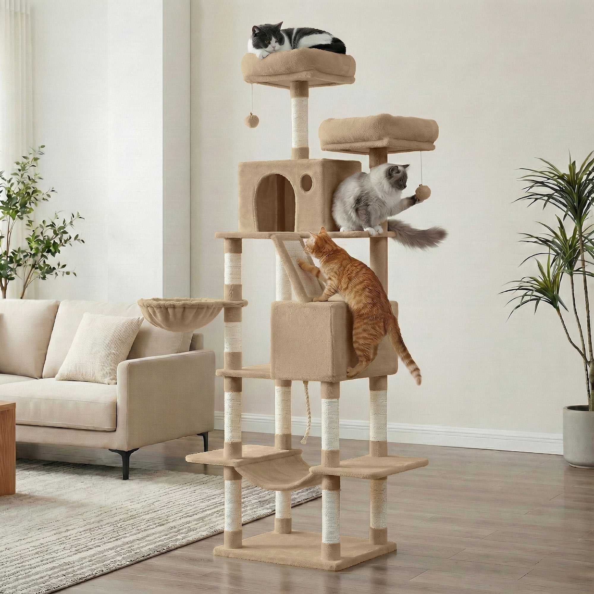 Katzen-Kratzbaum, 206 cm für Haustiere und Zuhause – Detailansicht 27