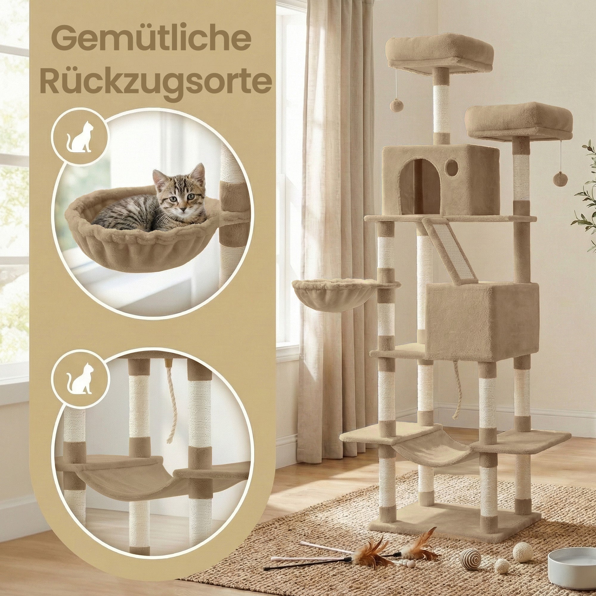 Katzen-Kratzbaum, 206 cm für Haustiere und Zuhause – Detailansicht 28