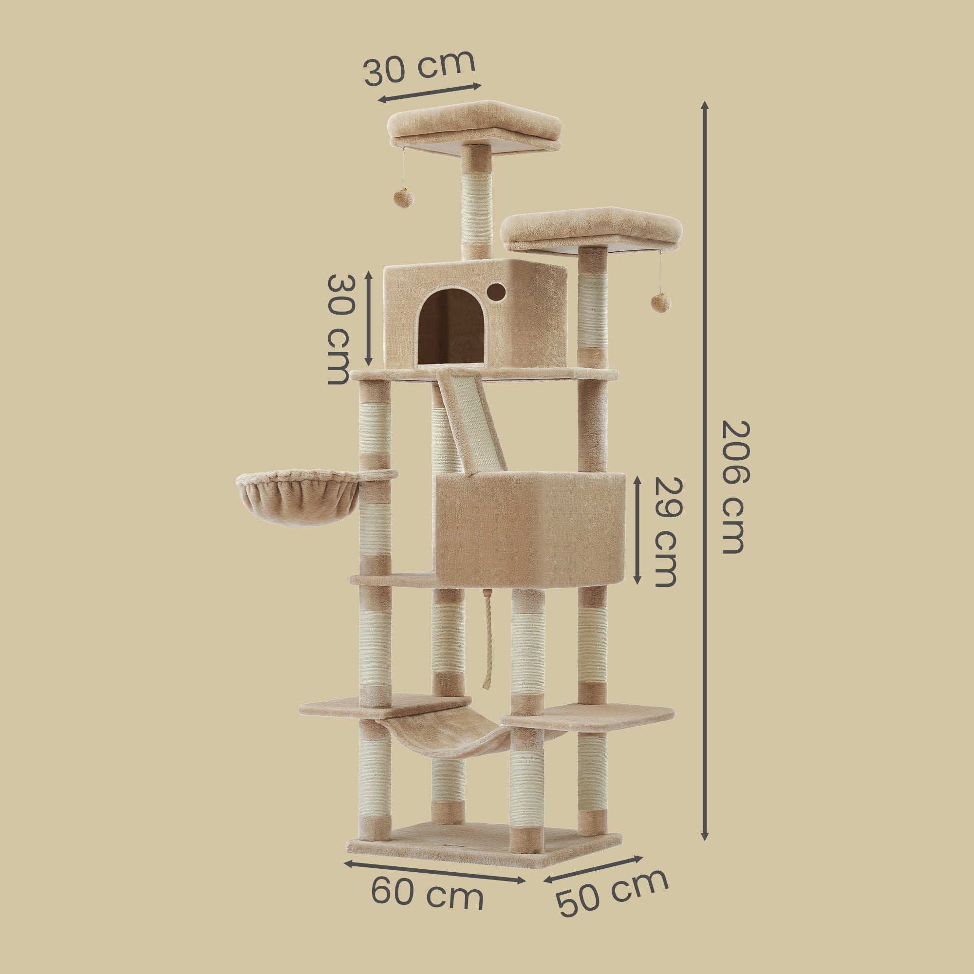 Katzen-Kratzbaum, 206 cm für Haustiere und Zuhause – Detailansicht 29