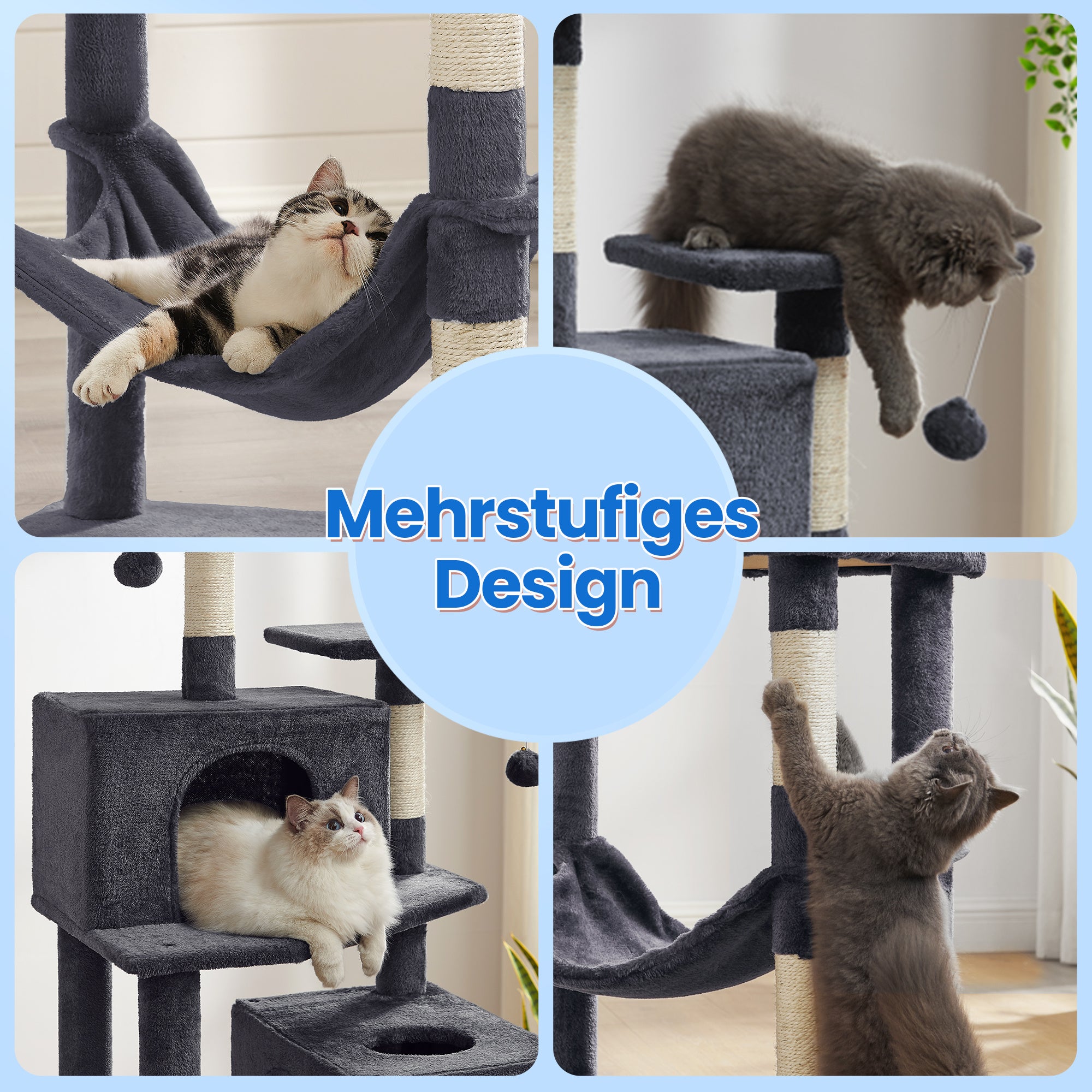Katzen-Kratzbaum, 206 cm für Haustiere und Zuhause – Detailansicht 46