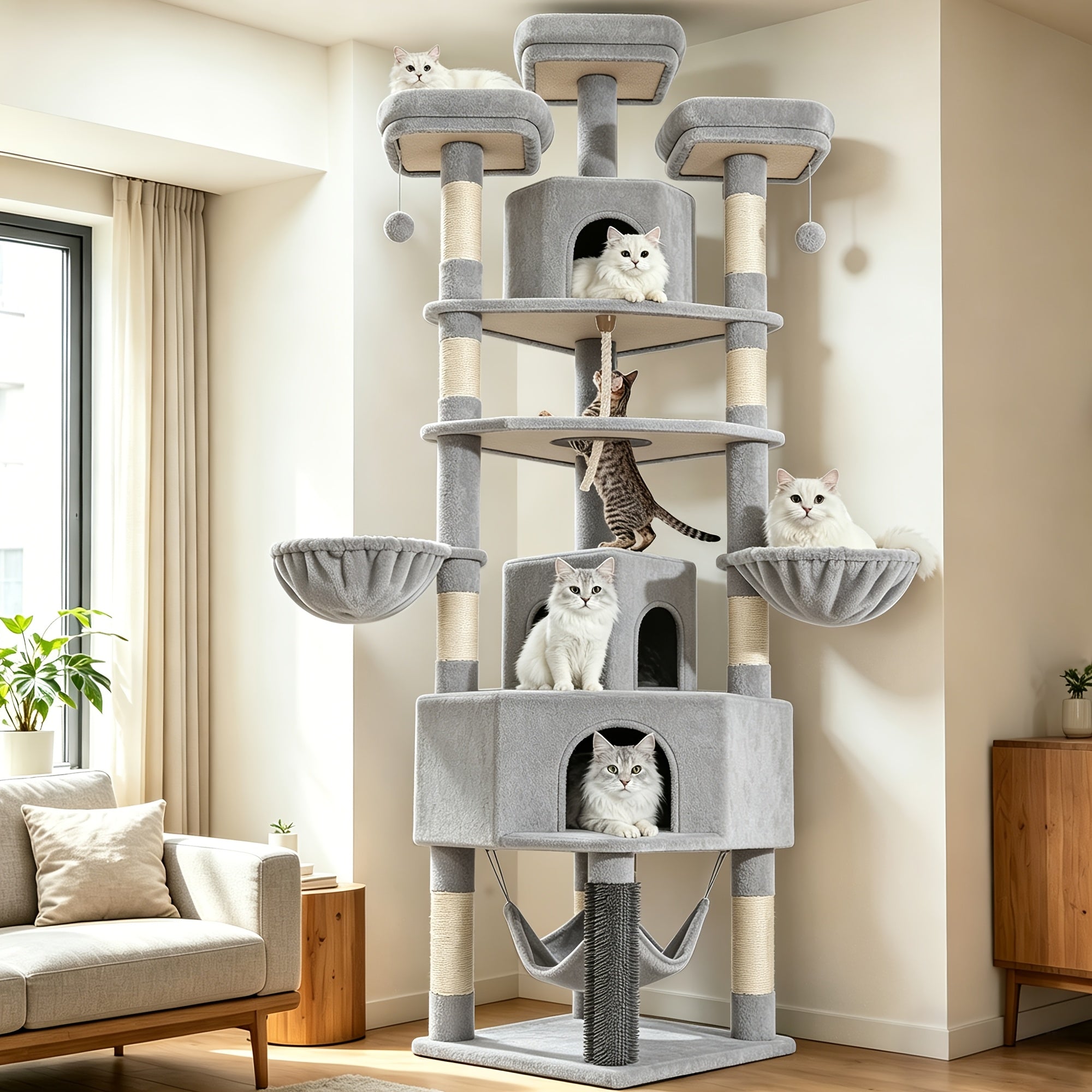 Katzen-Kratzbaum, 220 cm für Haustiere und Zuhause – Detailansicht 6
