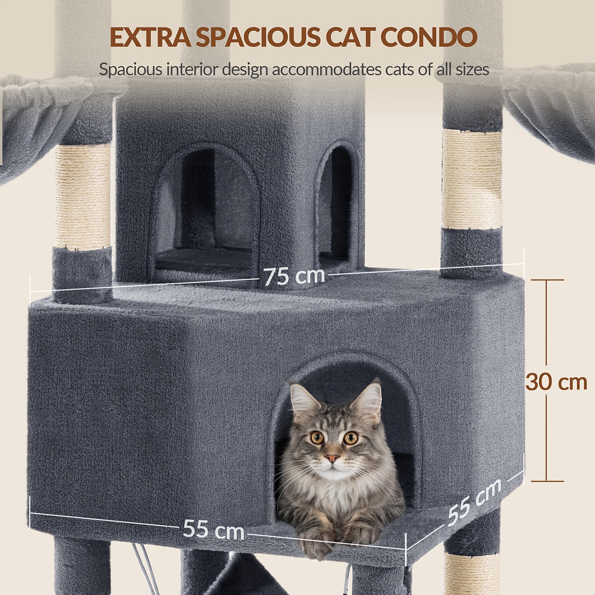 Katzen-Kratzbaum, 220 cm für Haustiere und Zuhause – Detailansicht 15