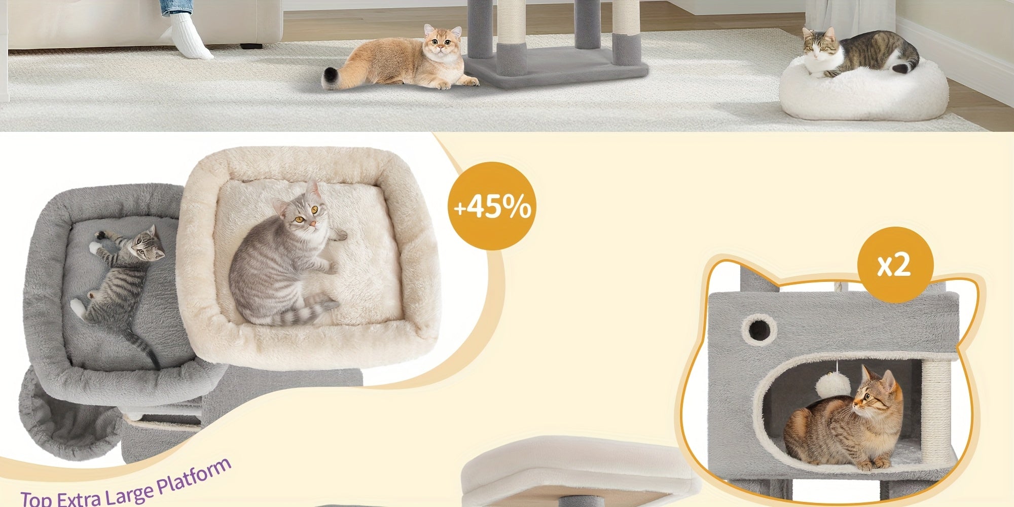 Katzen-Kratzbaum, 3 Plattformen für Zuhause und Katzen verschiedener Größen – Detailansicht 14