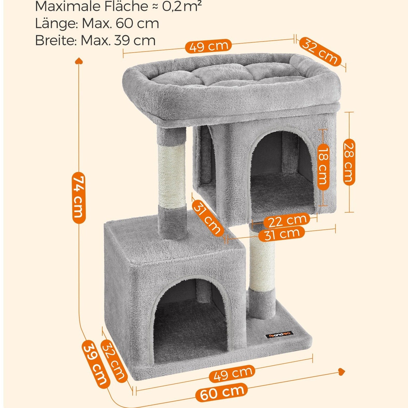 Katzen-Kratzbaum, 74 cm für Zuhause – Detailansicht 4