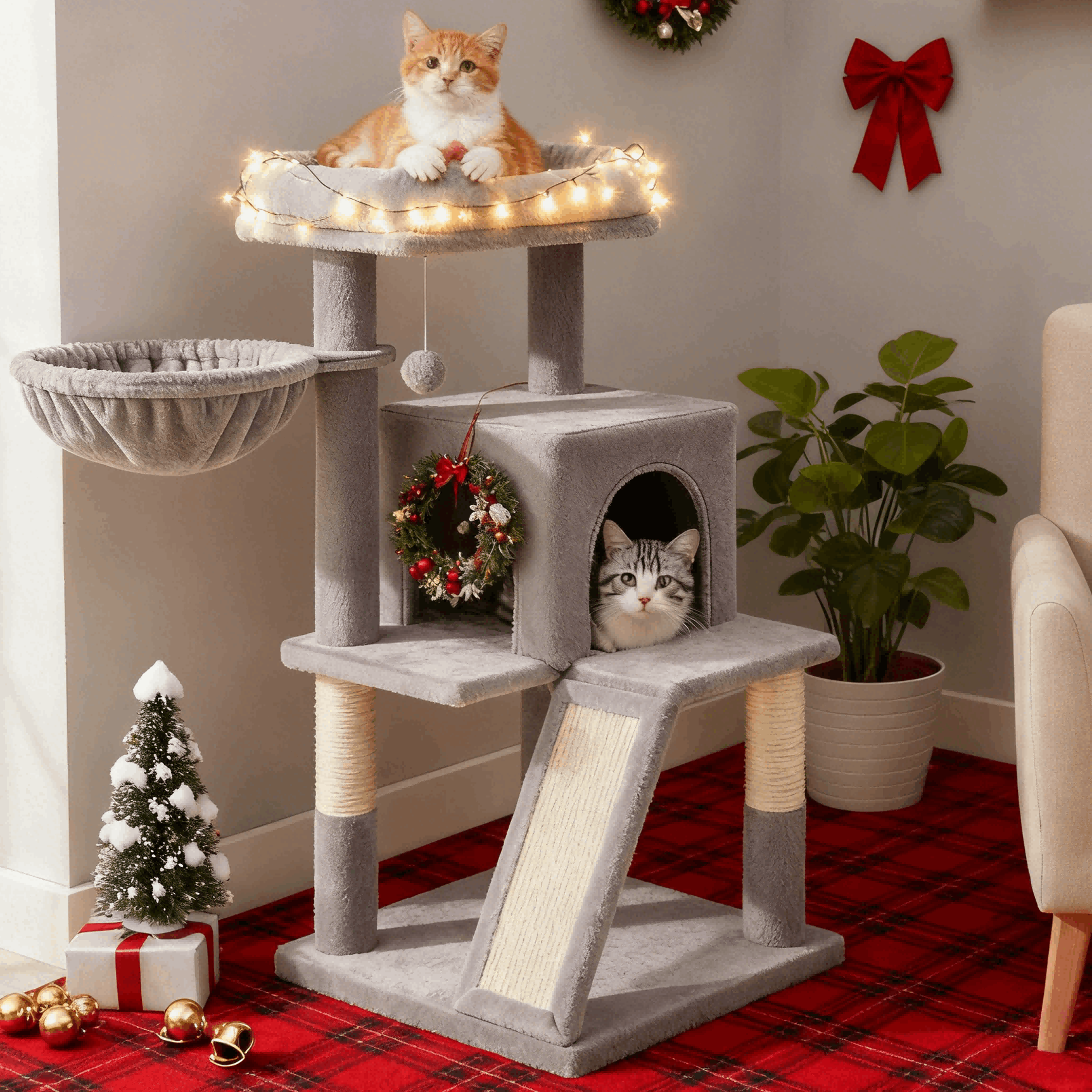Katzen-Kratzbaum, 96 cm für Haustiere und Zuhause – Detailansicht 6
