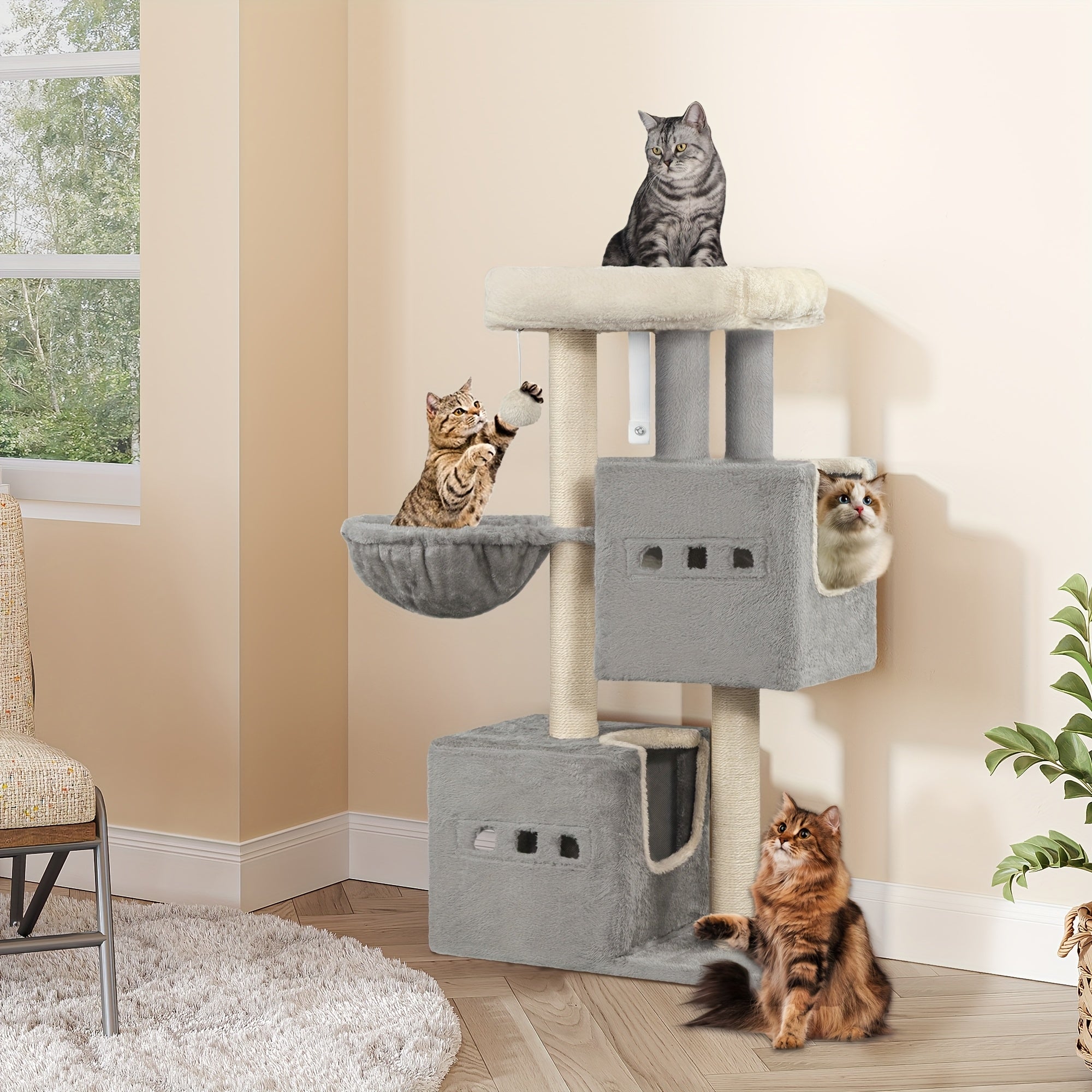 Katzen-Kratzbaum, 98 cm für Haustiere und Zuhause – Detailansicht 2