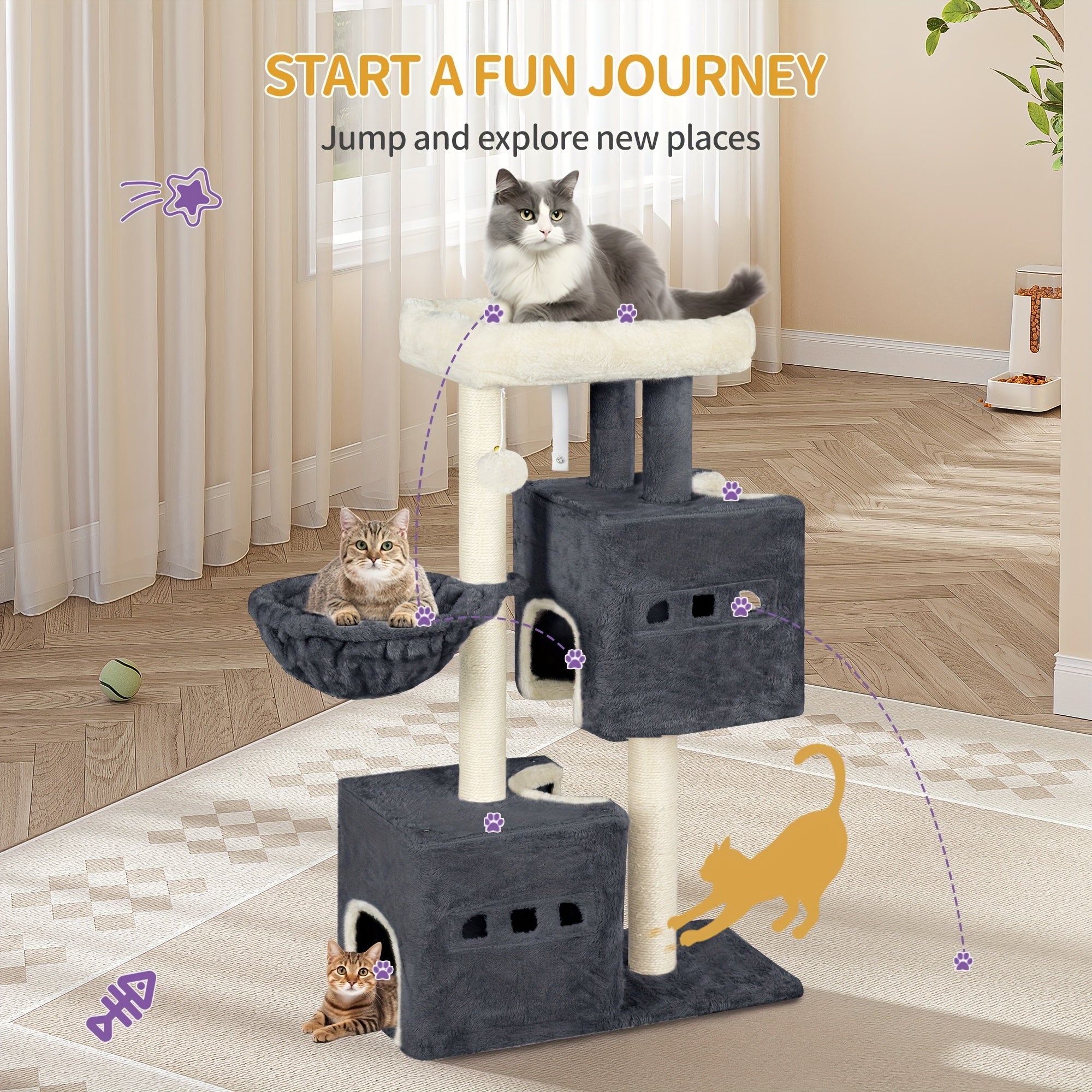 Katzen-Kratzbaum, 98cm für Haustiere und Zuhause – Detailansicht 7
