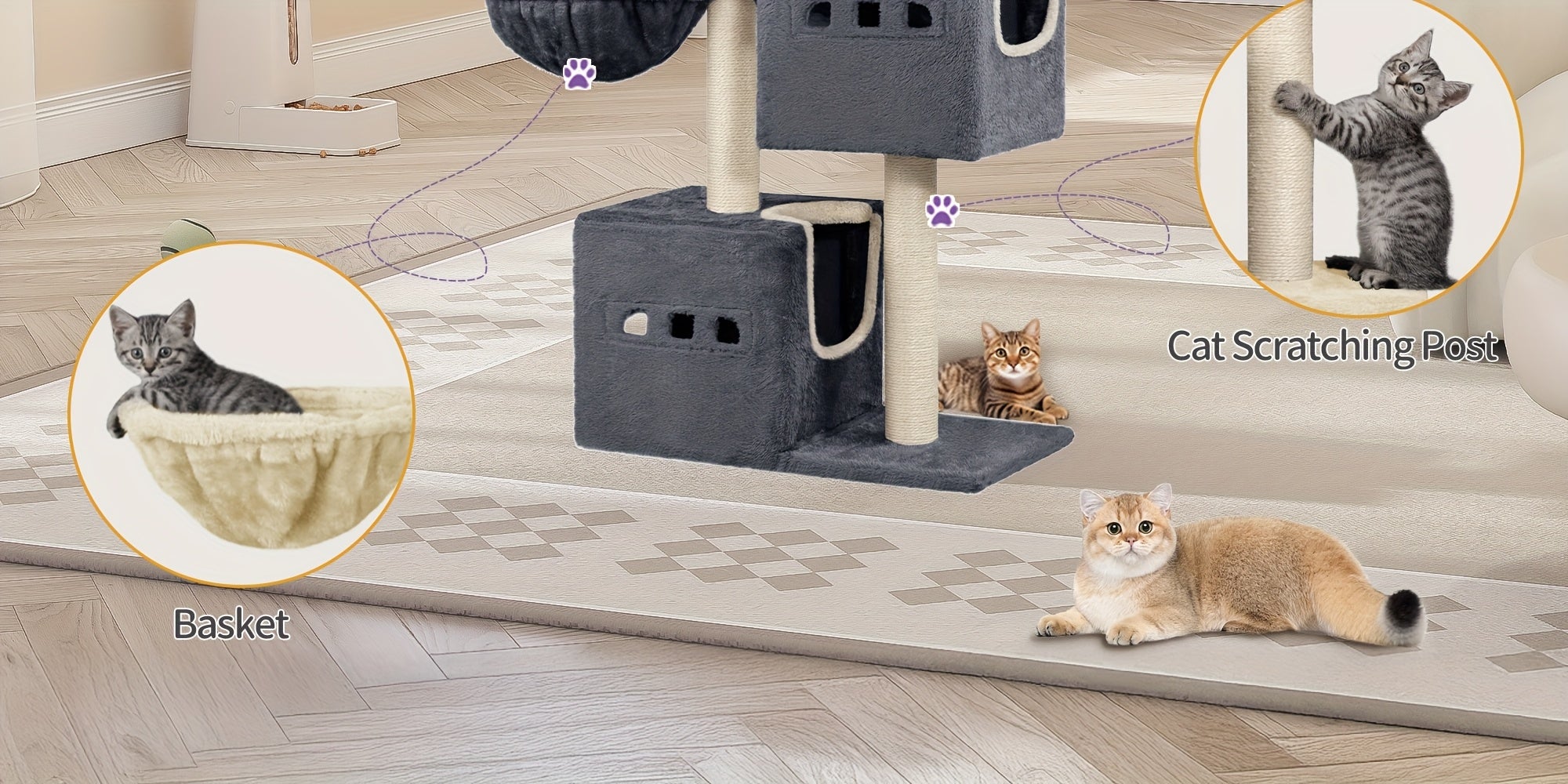 Katzen-Kratzbaum, 98cm für Haustiere und Zuhause – Detailansicht 12