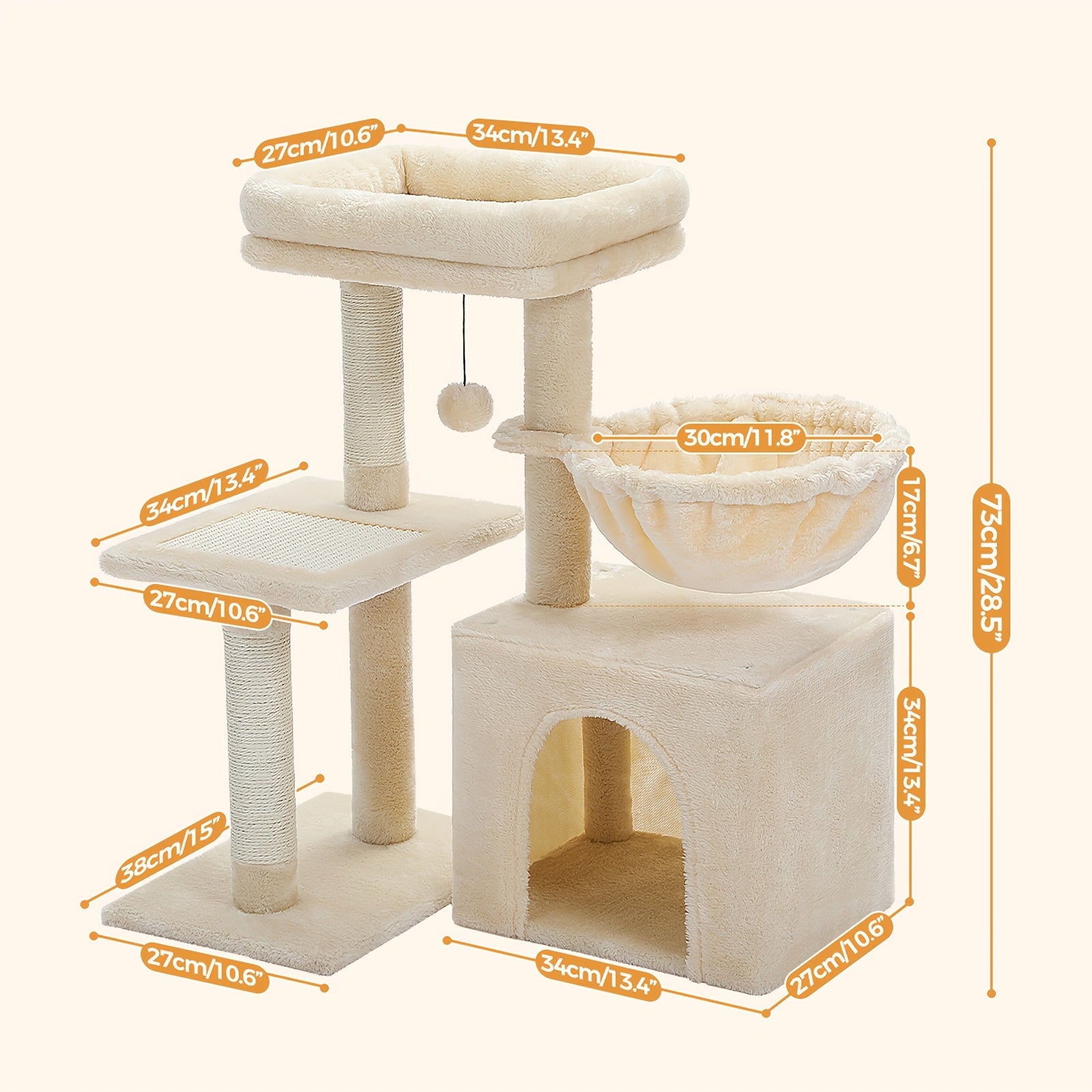 Katzen-Kratzbaum, Beige Farbe für Zuhause – Detailansicht 6