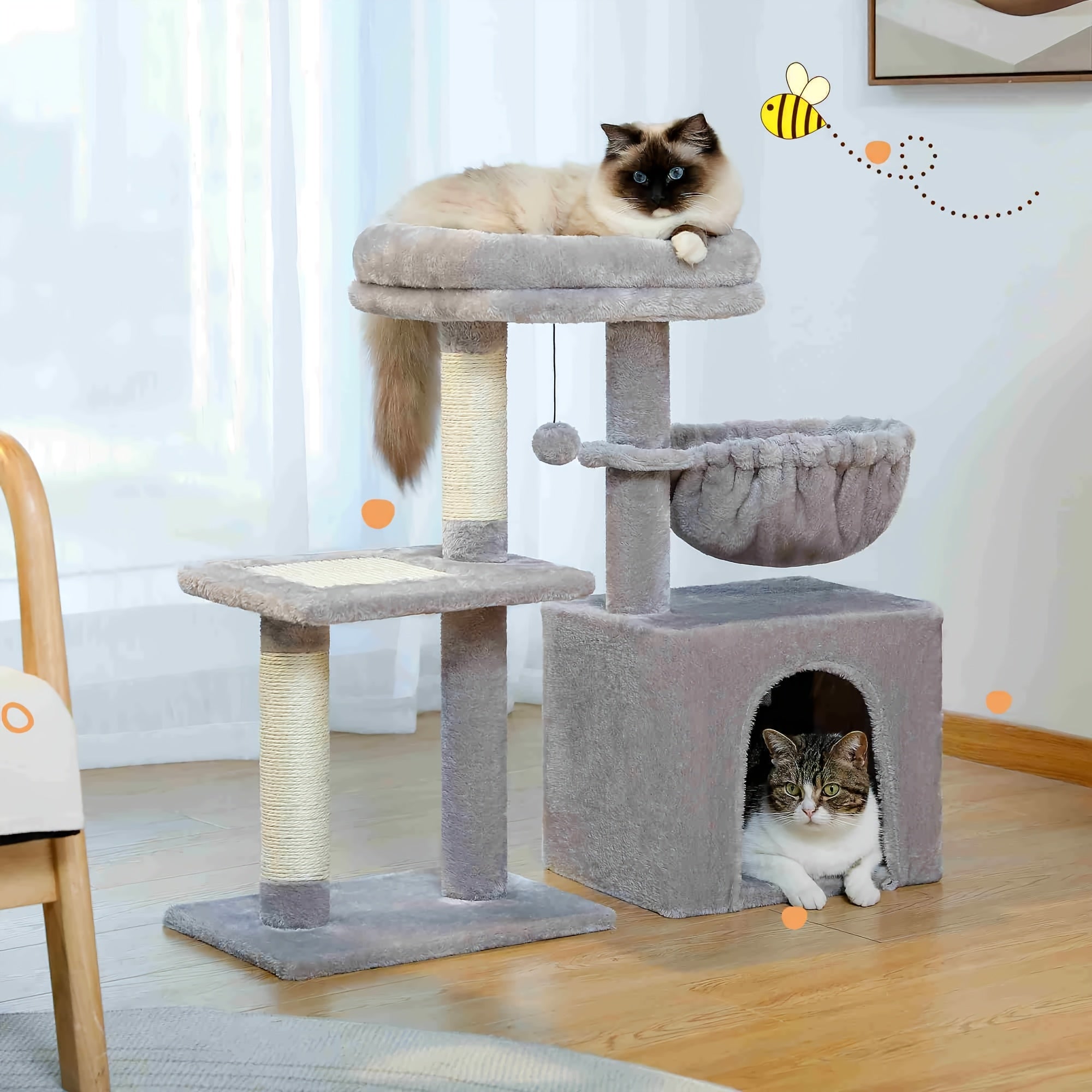 Katzen-Kratzbaum, Beige Farbe für Zuhause – Detailansicht 7